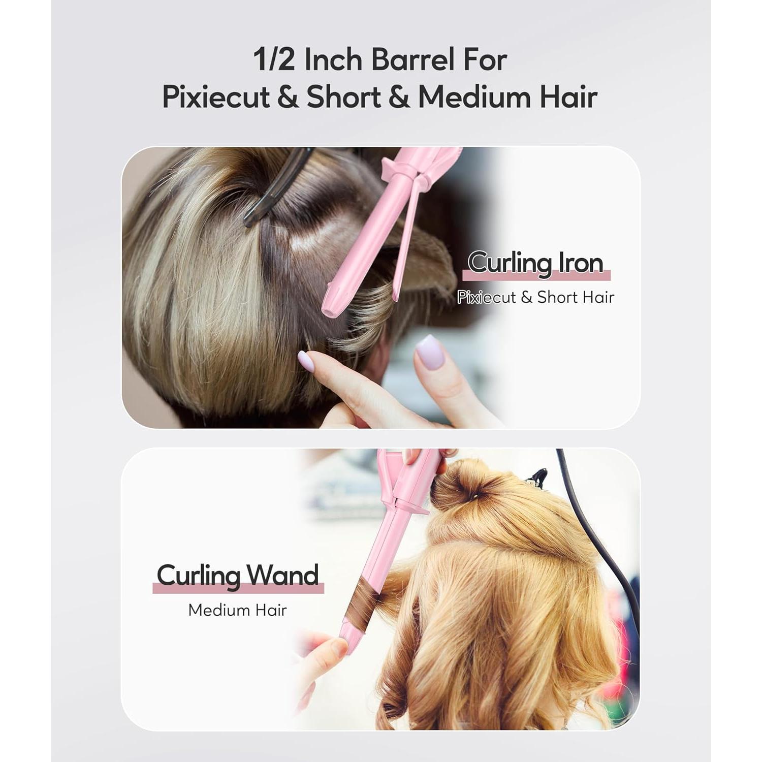 Mini Plancha de Rizar Farery 1/2" Cerámica Viaje Rosa