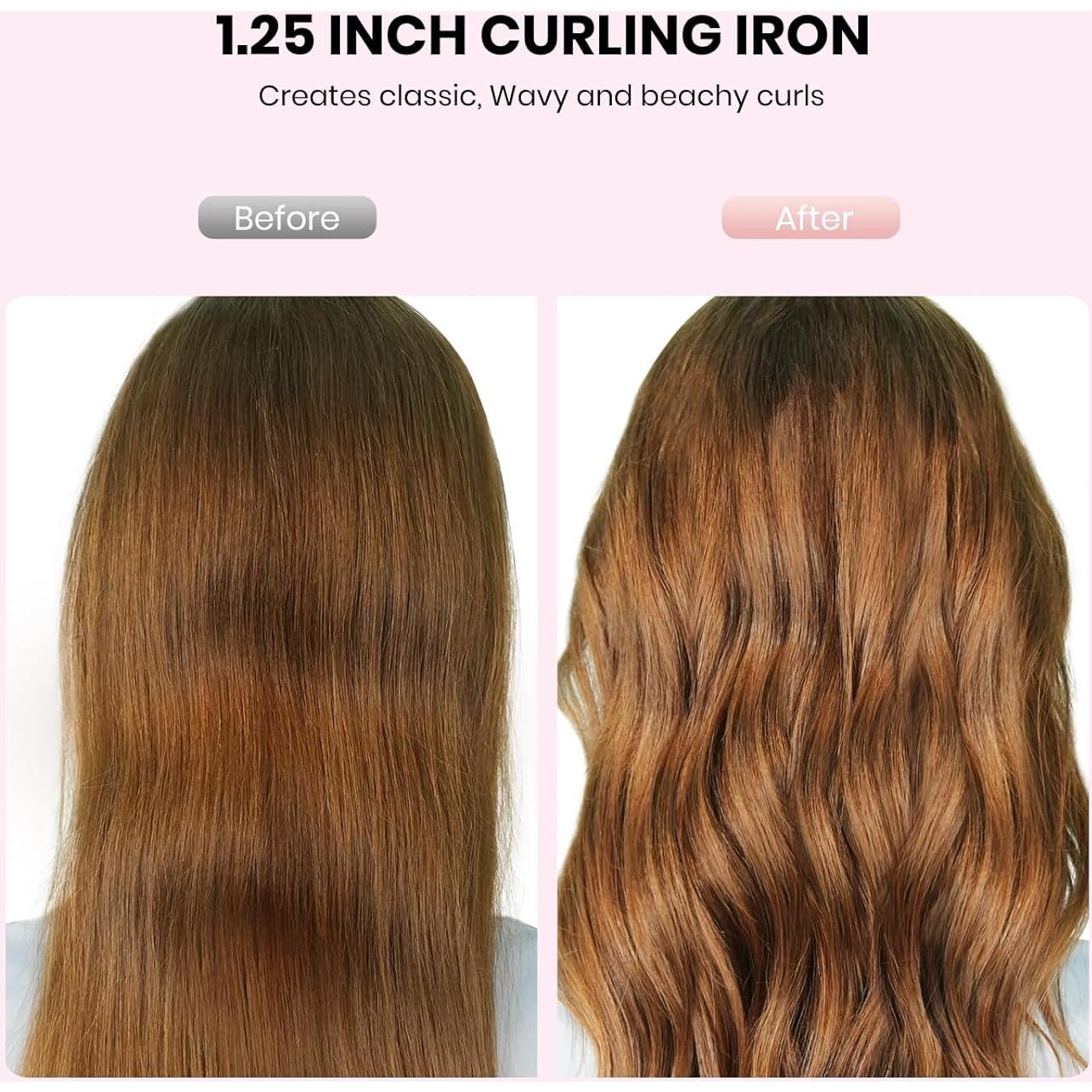 Rizador de Cabello Prastiny 1.25" Cerámica LCD Doble Voltaje