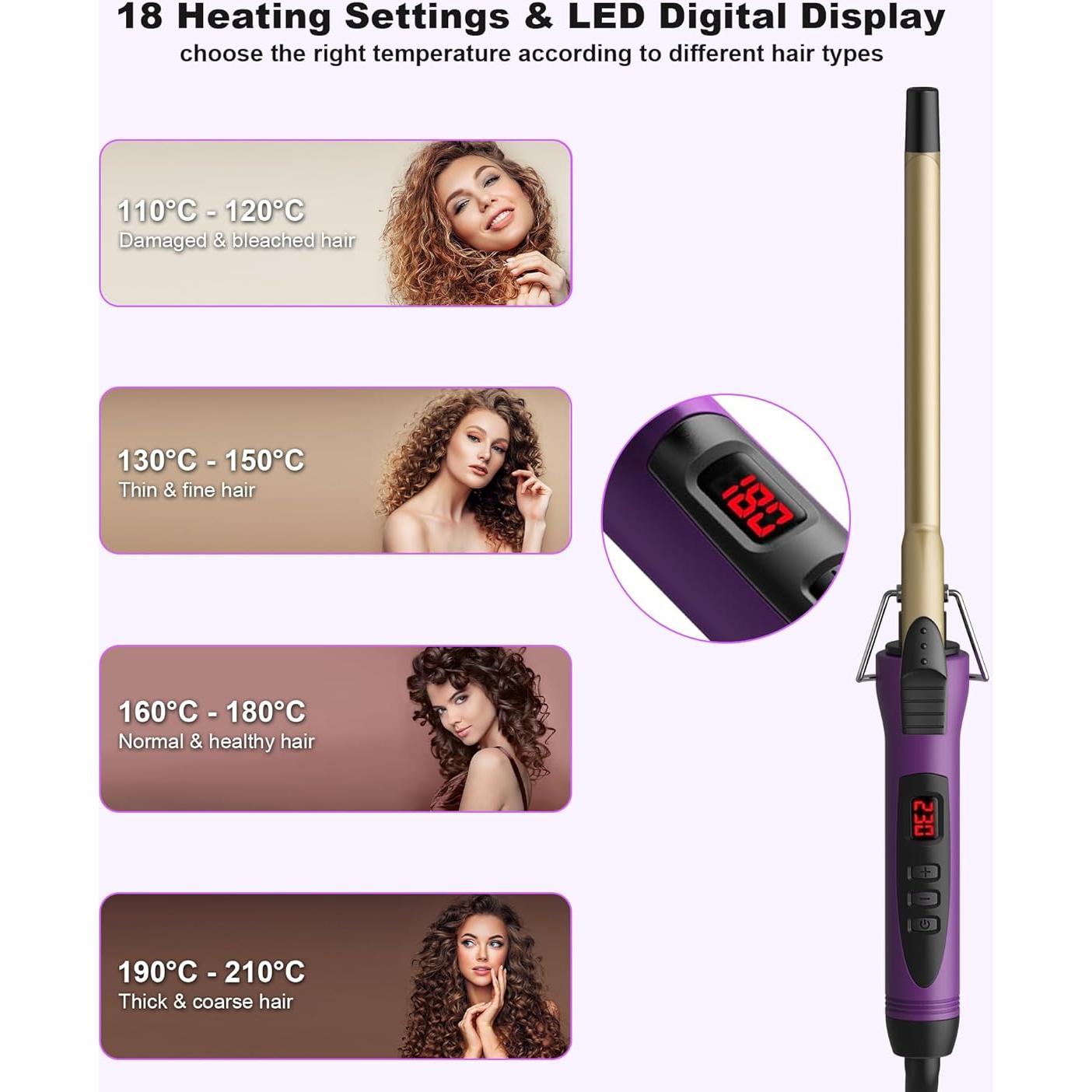 Varita de Rizado 13mm MELYDO Cerámica Temperatura Ajustable