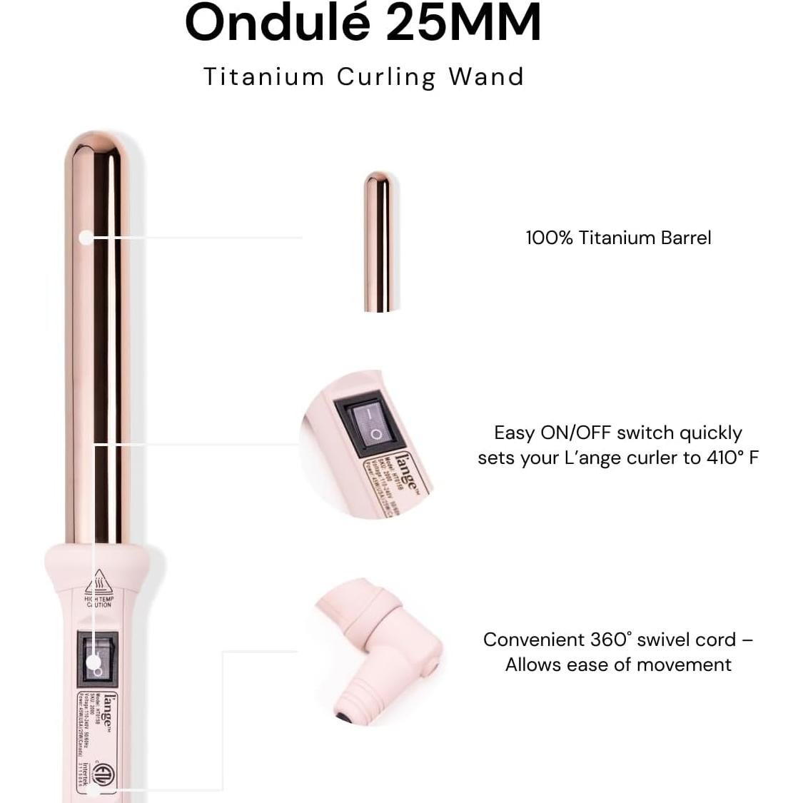 Varita de Rizado L'ANGE HAIR 25mm Titanio para Cabello