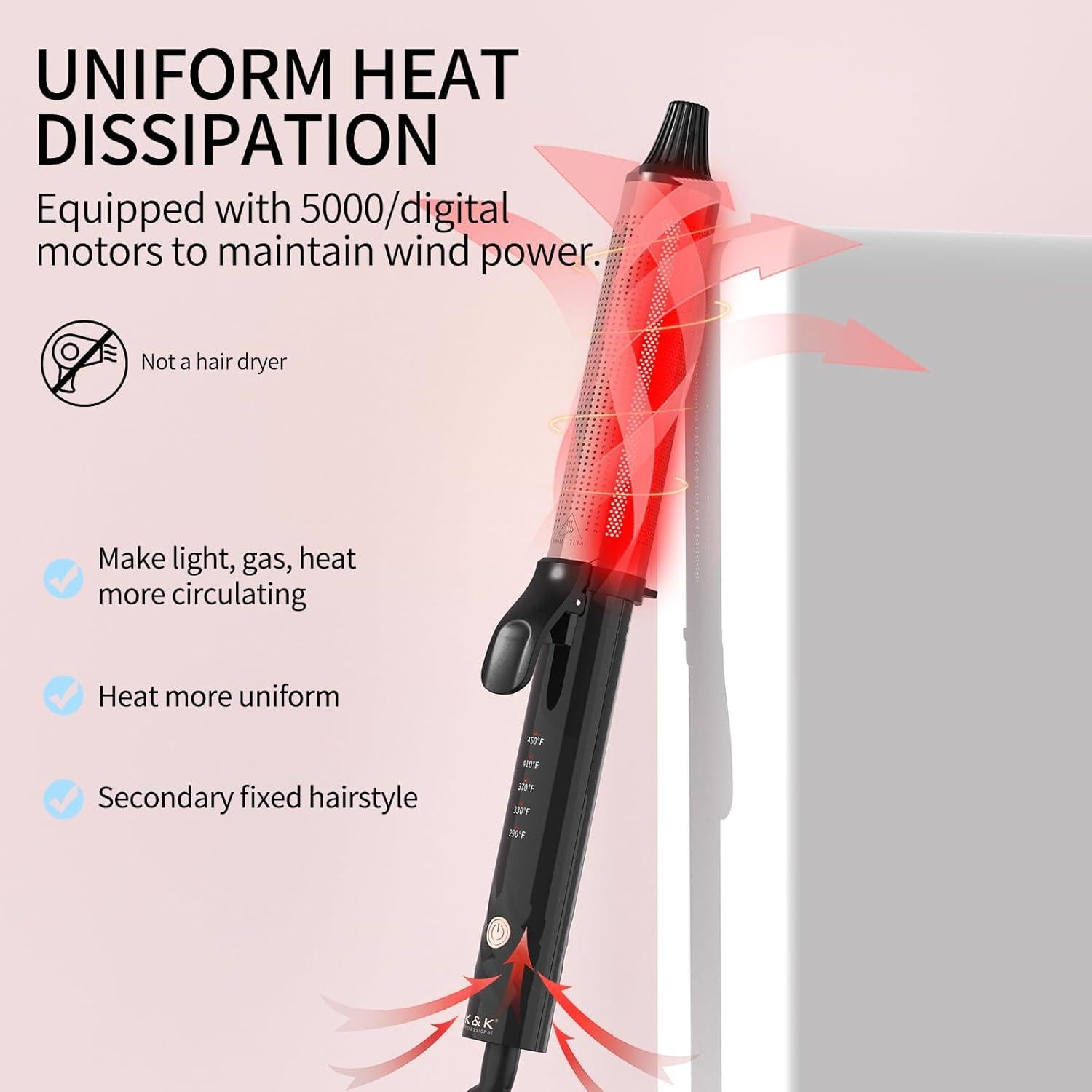 Rizador de Cabello K&K Terapia de Luz Roja Infrarroja 88.9cm