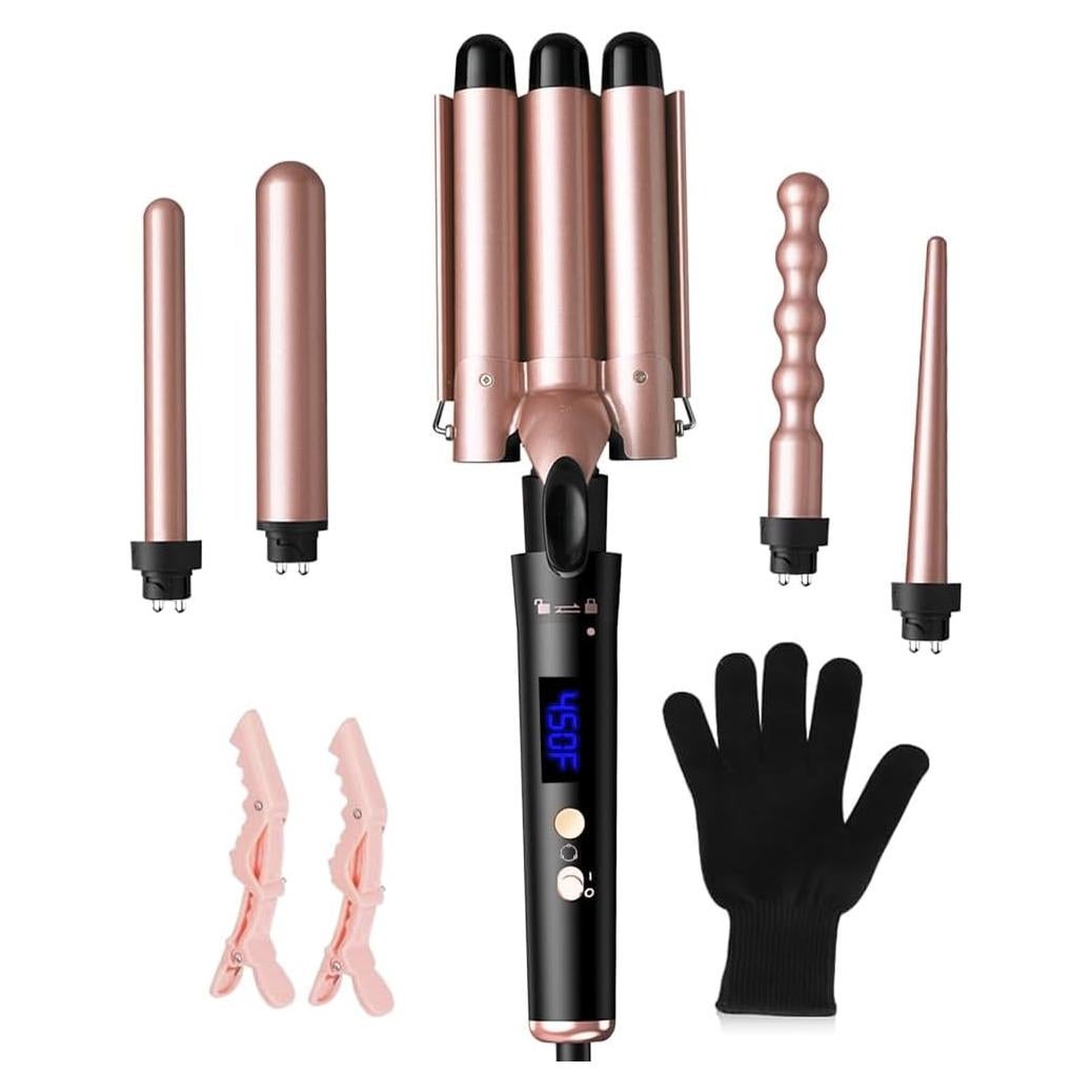 Plancha de Rizar 5 en 1 SOUKENGEN con Barriles Intercambiables