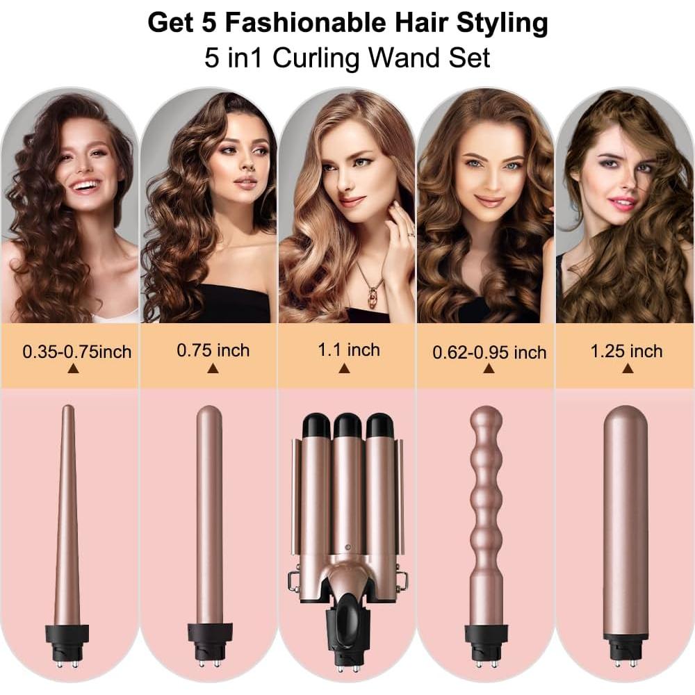 Plancha de Rizar 5 en 1 SOUKENGEN con Barriles Intercambiables