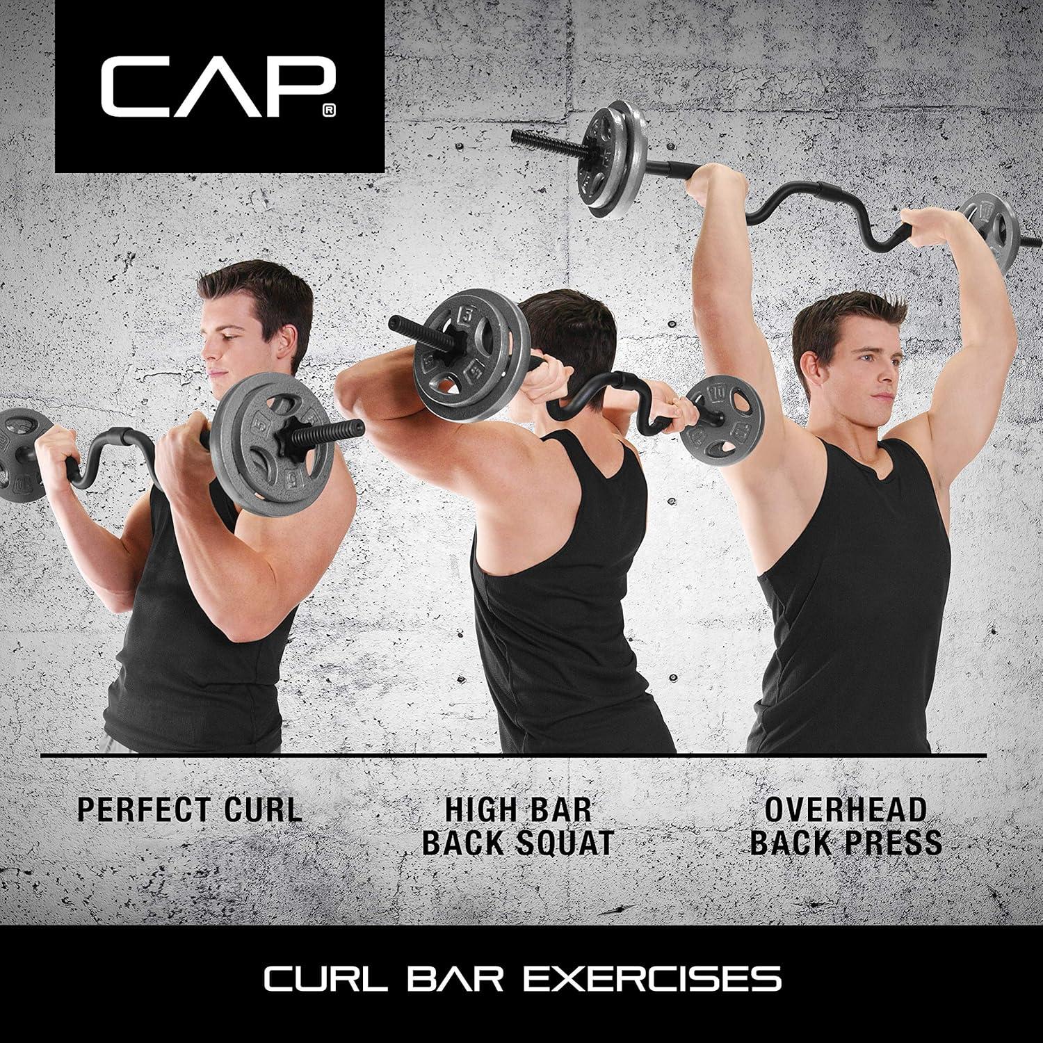 Barra Curl Super CAP Barbell RB-48T2B 90.72 kg Negro