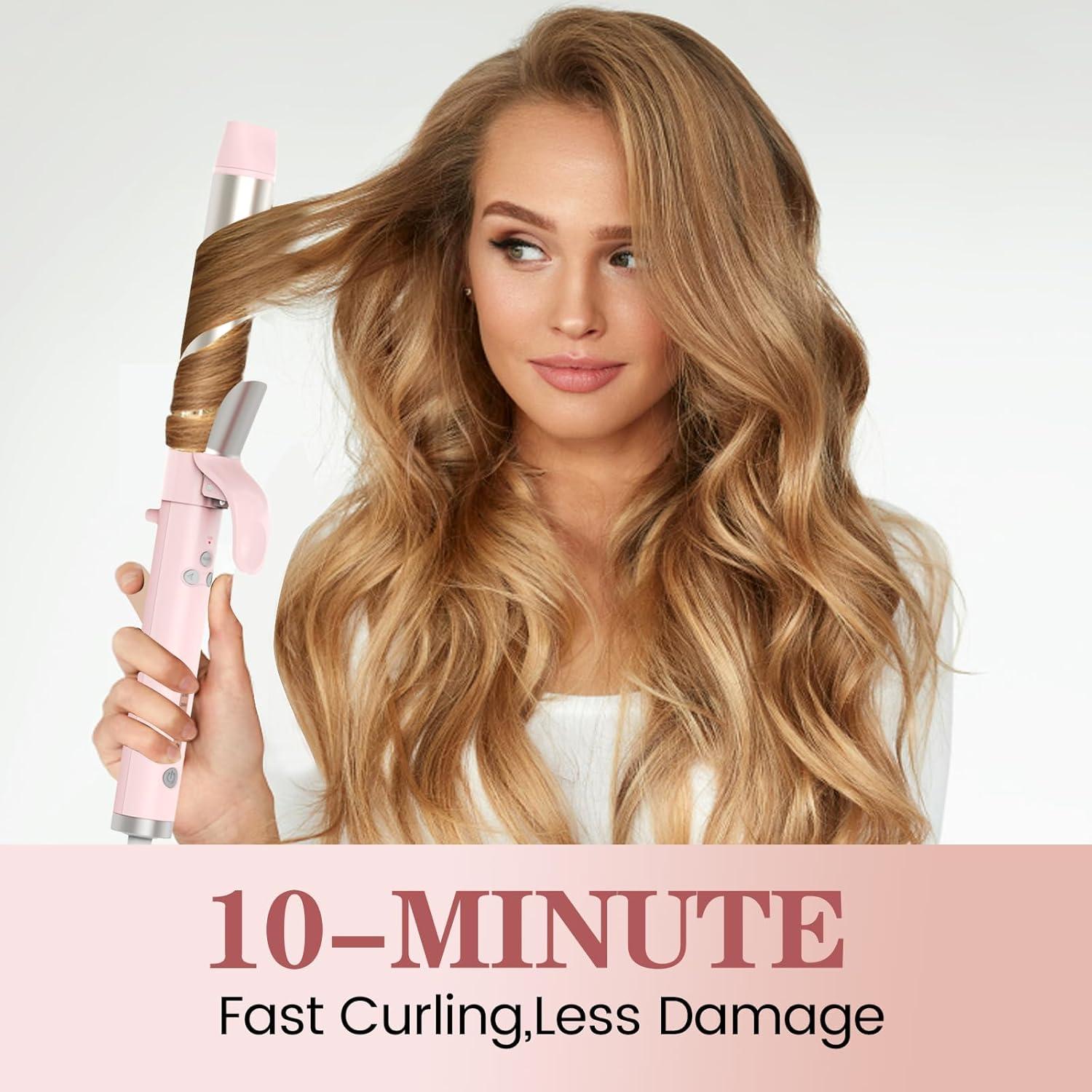 Plancha de Rizar Automática GOOGOOMS 1.25" Cerámica Rosa