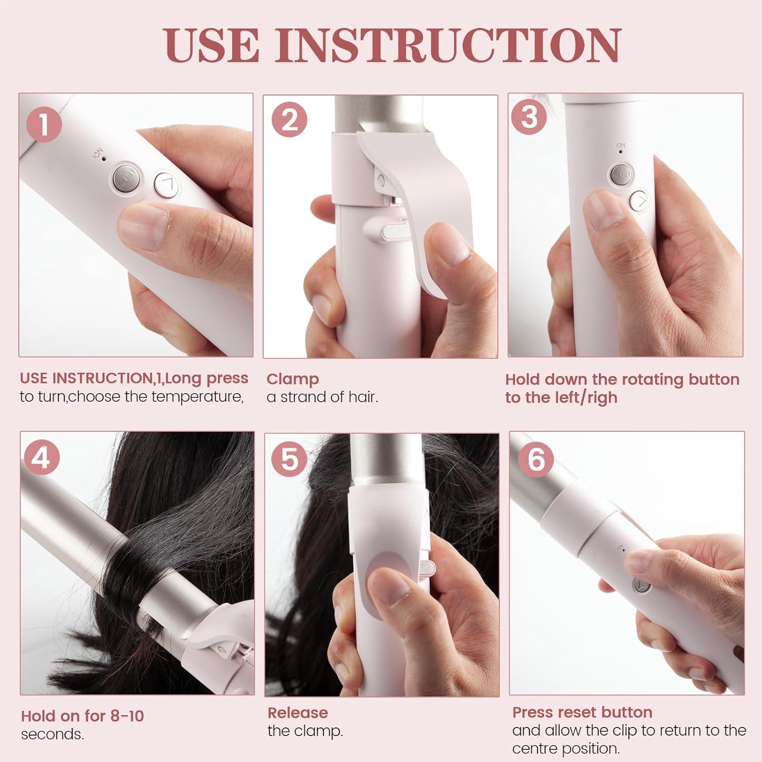 Plancha de Rizar Automática GOOGOOMS 1.25" Cerámica Rosa