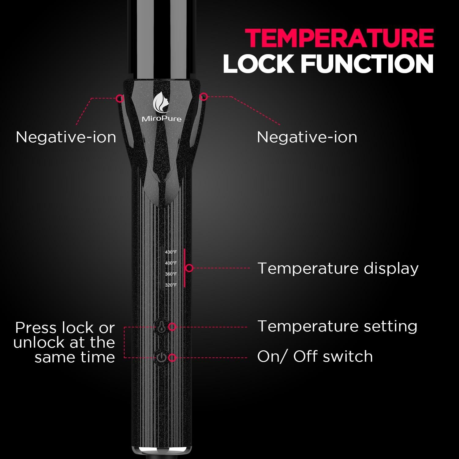 Plancha de Rizar MiroPure 1.25" Cerámica Turmalina Doble Voltaje