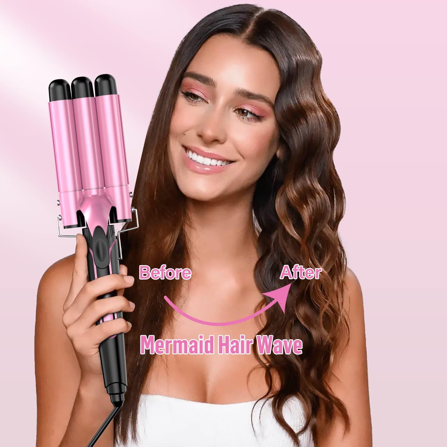 Varita Rizada 5 en 1 BESTOPE PRO Rosa 3 Barriles 20 cm