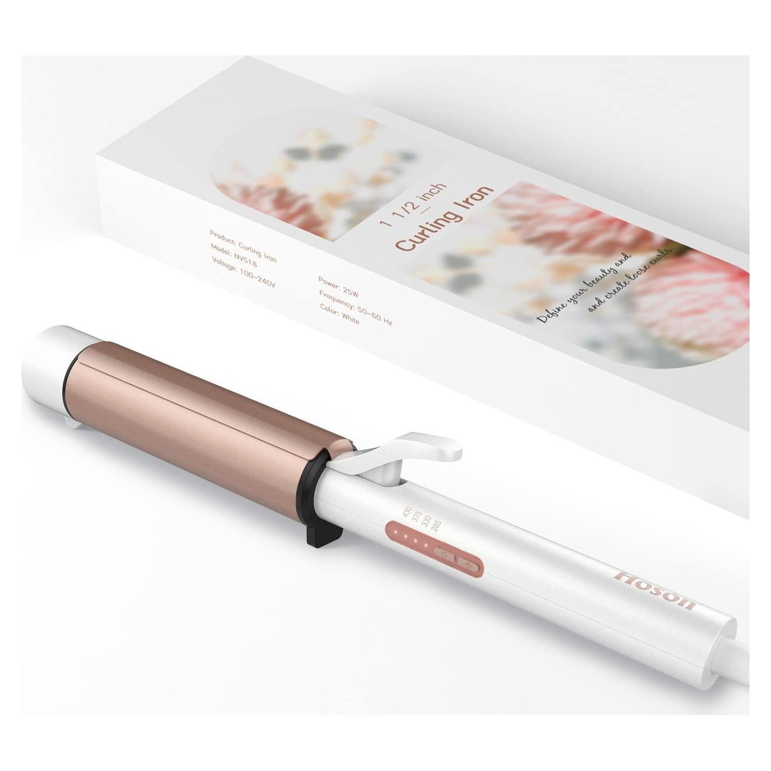 1 1/2 inch Curling Iron Large Barrel, Dual Voltage Curling Iron Ceramic, Professional Big Curling Wand for Long Hair