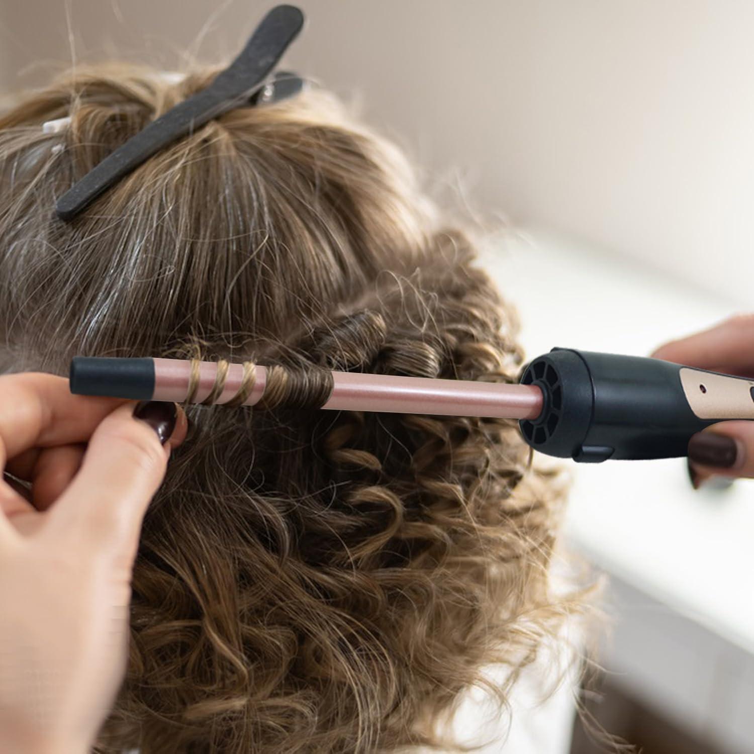 hopopower 3/8 Inch Small Curling Iron Wand, 9mm Thin Curling Wand for Short & Long Hair, Ceramic Hair Curler Wand with 2 Temperature, Small Barrel Curling Iron, Include Heat Protective Glove-Rose Pink