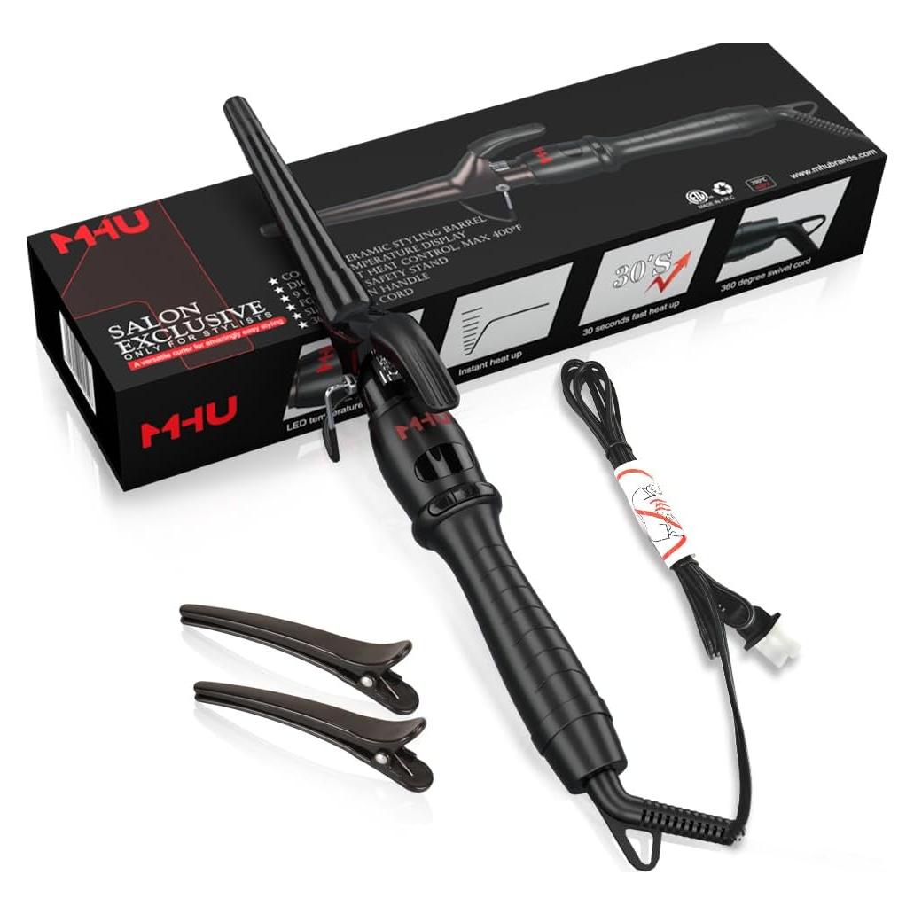 Rizador Cónico MHU PRO 1.5" con Pinza Corta y 9 Temperaturas
