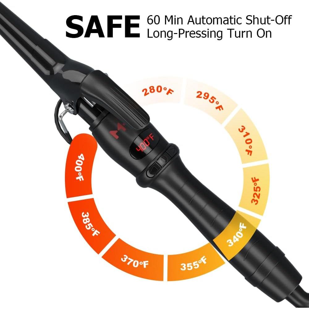 Rizador Cónico MHU PRO 1.5" con Pinza Corta y 9 Temperaturas