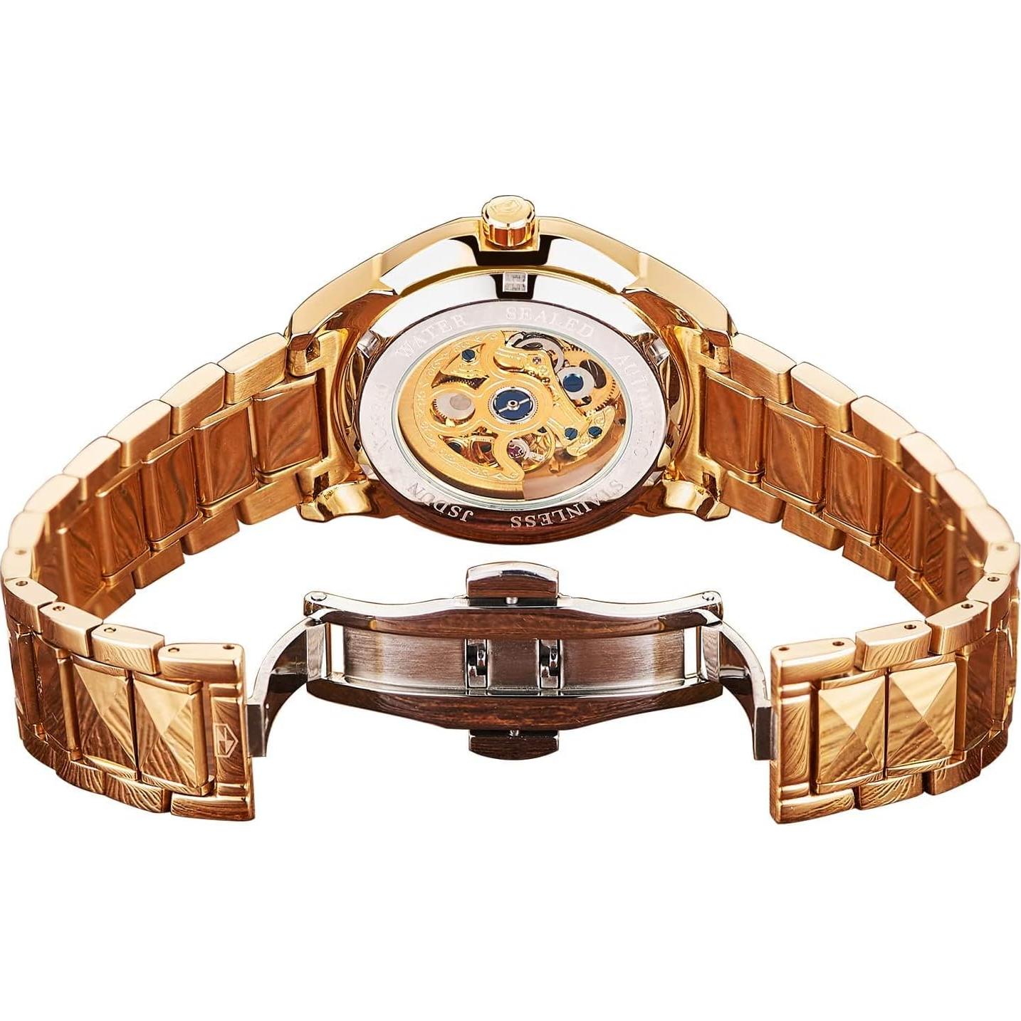 Reloj Automático JSDUN Dragón Oro Esqueleto 50M Impermeable
