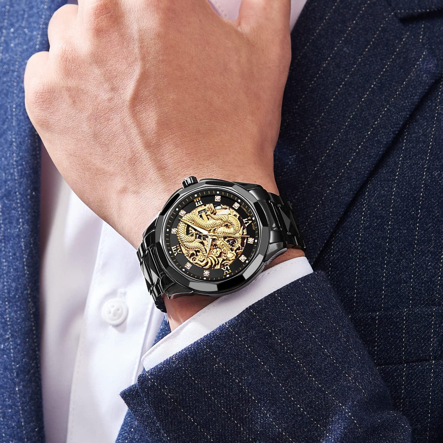 Reloj Automático JSDUN Dragón Oro Esqueleto 50M Impermeable