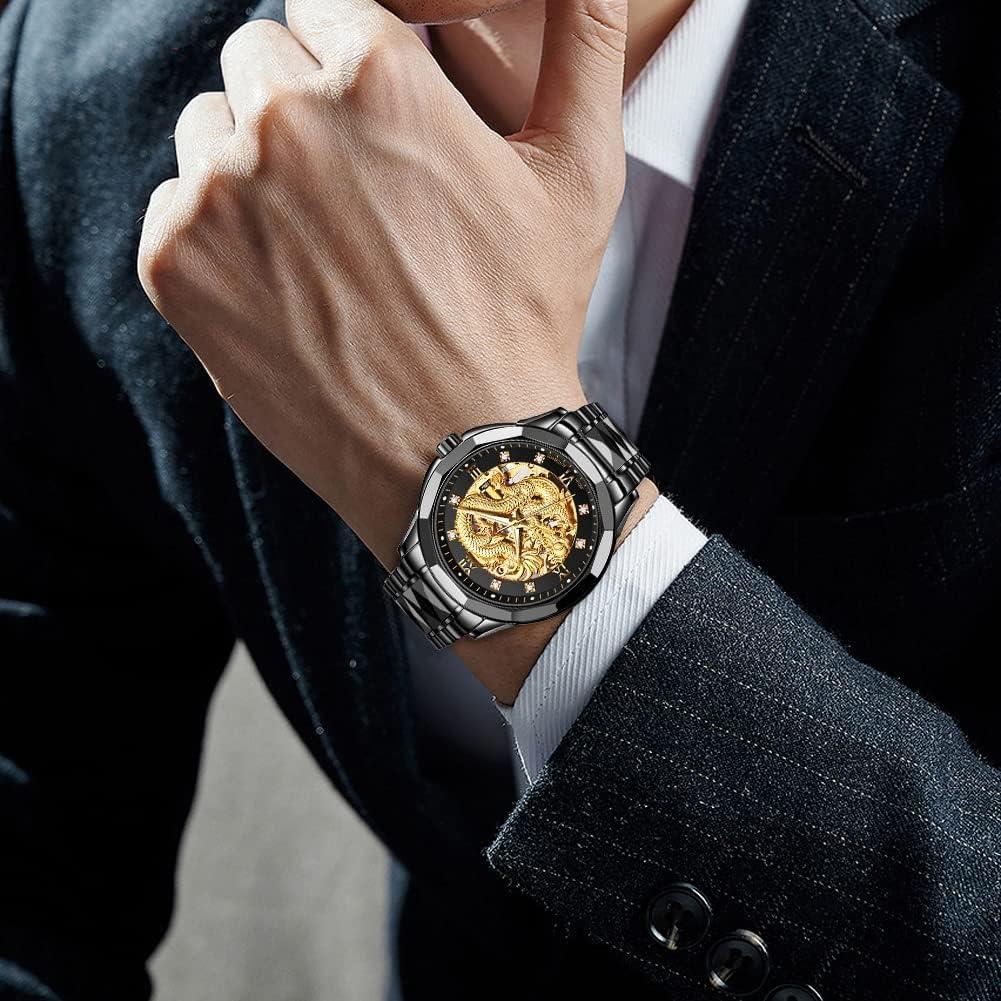 Reloj Automático JSDUN Dragón Oro Esqueleto 50M Impermeable