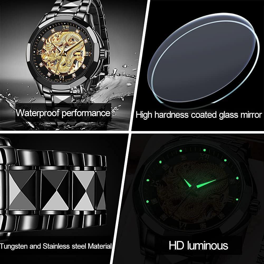 Reloj Automático JSDUN Dragón Oro Esqueleto 50M Impermeable