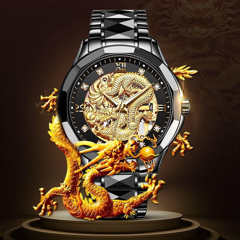 Reloj Automático JSDUN Dragón Oro Esqueleto 50M Impermeable
