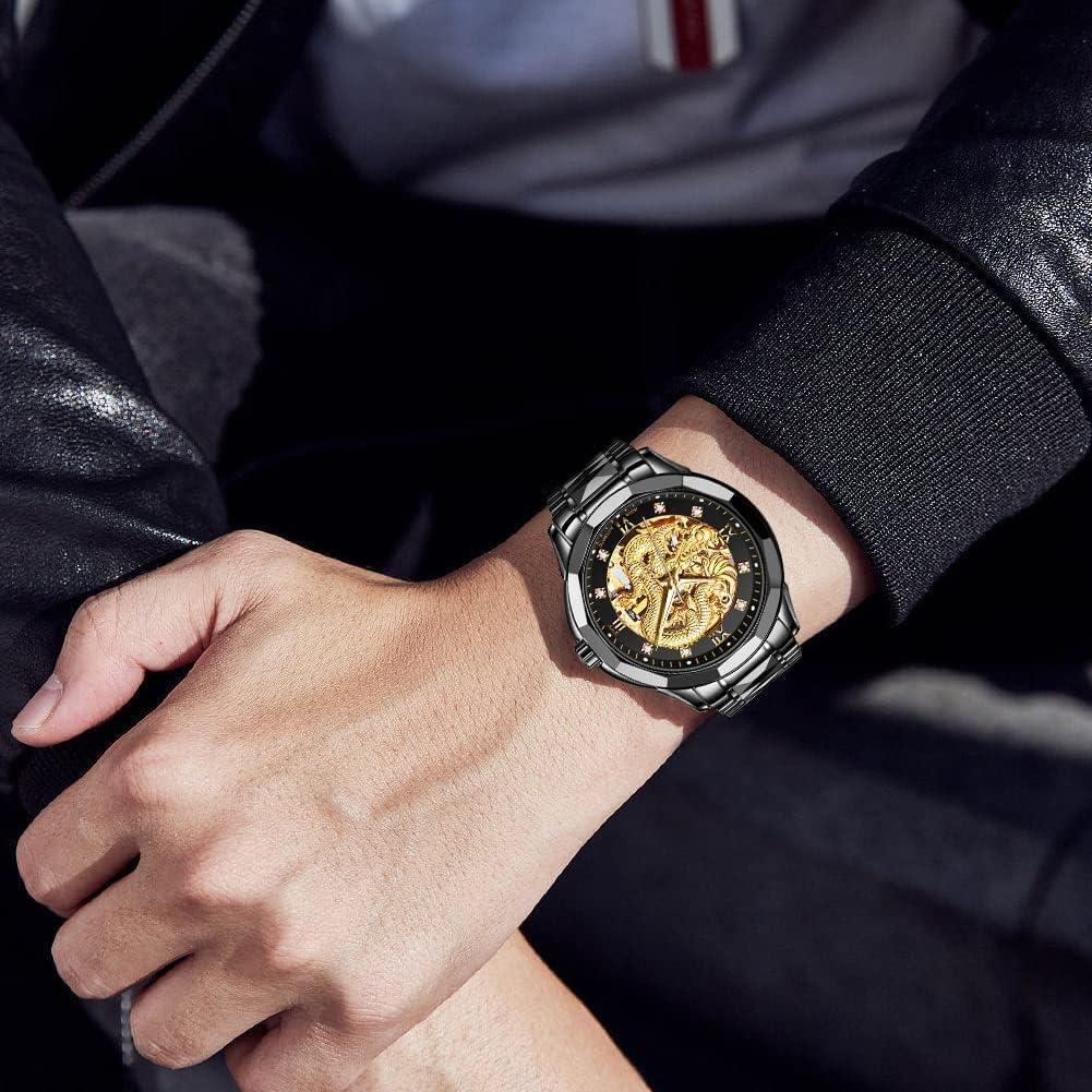 Reloj Automático JSDUN Dragón Oro Esqueleto 50M Impermeable