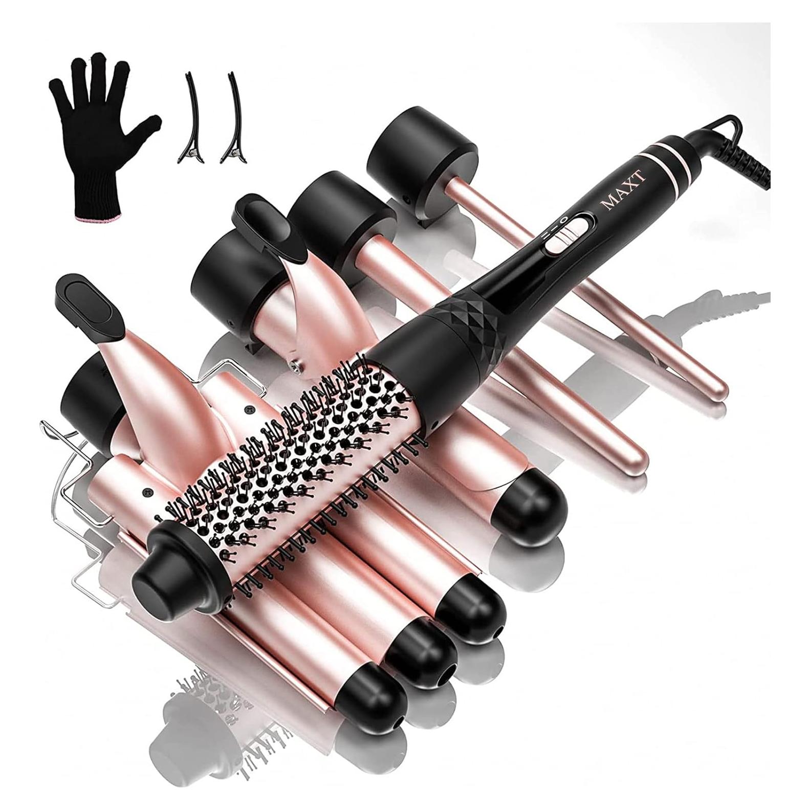 Juego de Plancha de Rizar 5 en 1 MAXT - Cerámica, Rosa