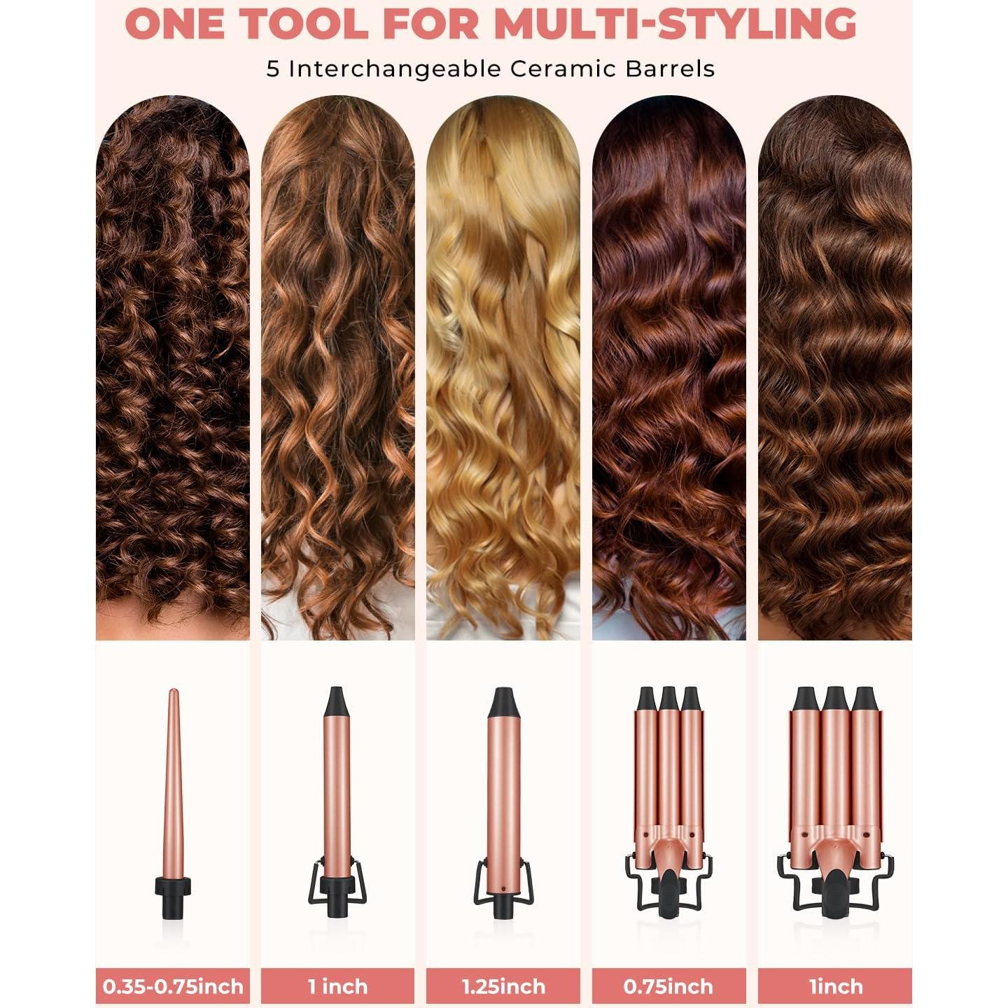 Rizador de Cabello 5 en 1 Ohuhu con Barriles Intercambiables