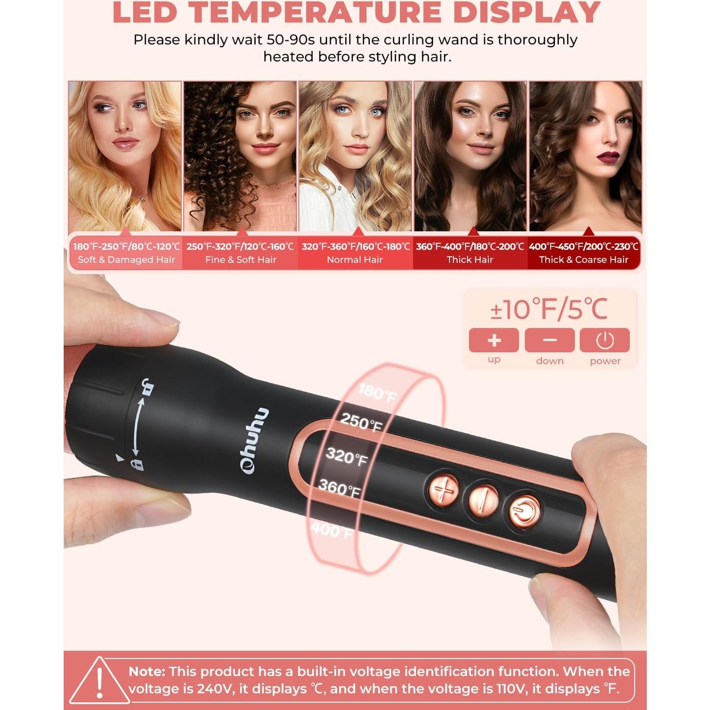 Rizador de Cabello 5 en 1 Ohuhu con Barriles Intercambiables