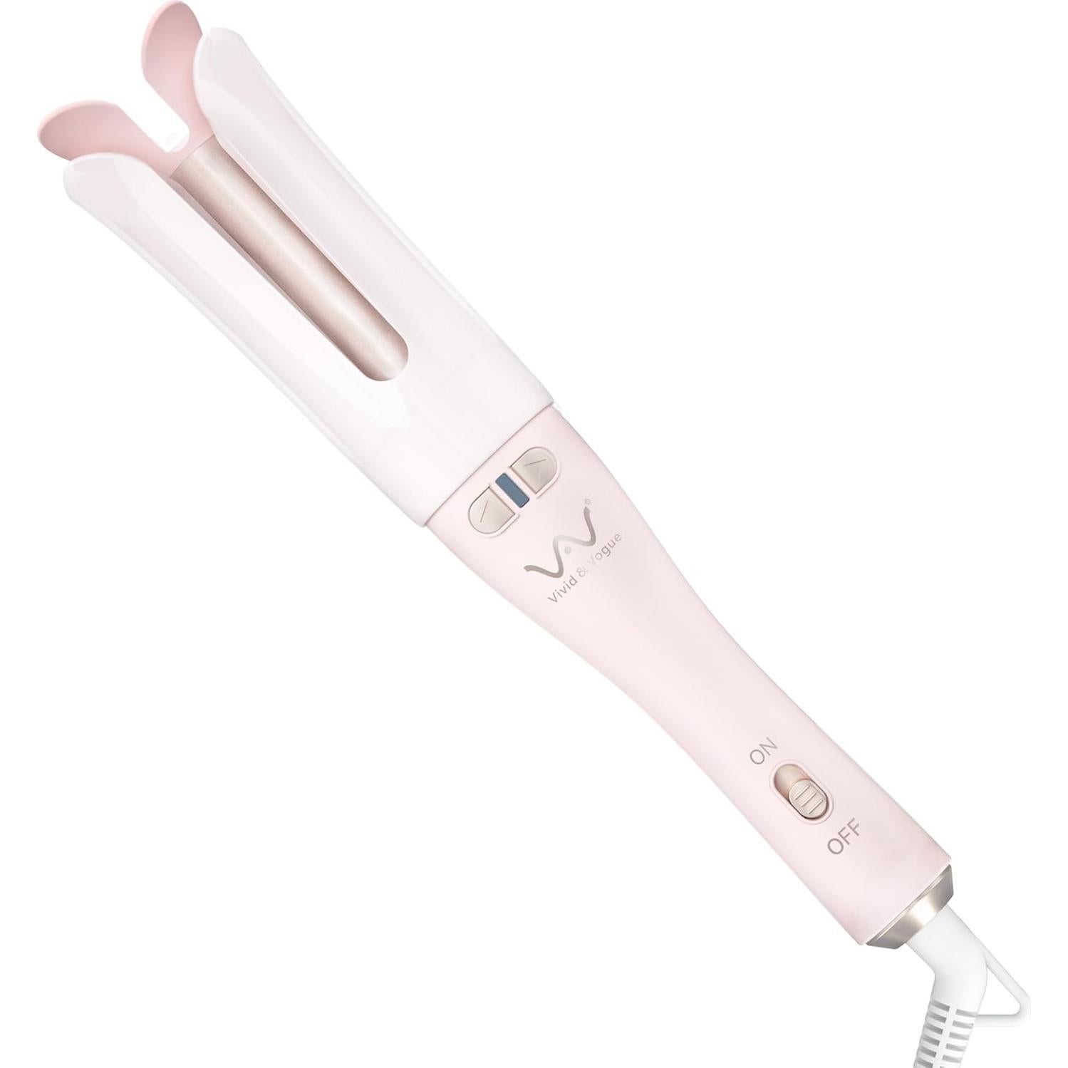 VAV Automatic Curling Iron & Rotating Hair Curler, 1.25-Inch Large Barrel for Long/Medium Hair, Fast Heating Ceramic Styler with Anti-Scald Tip, Tangle-Free & Safe Design (Pink)