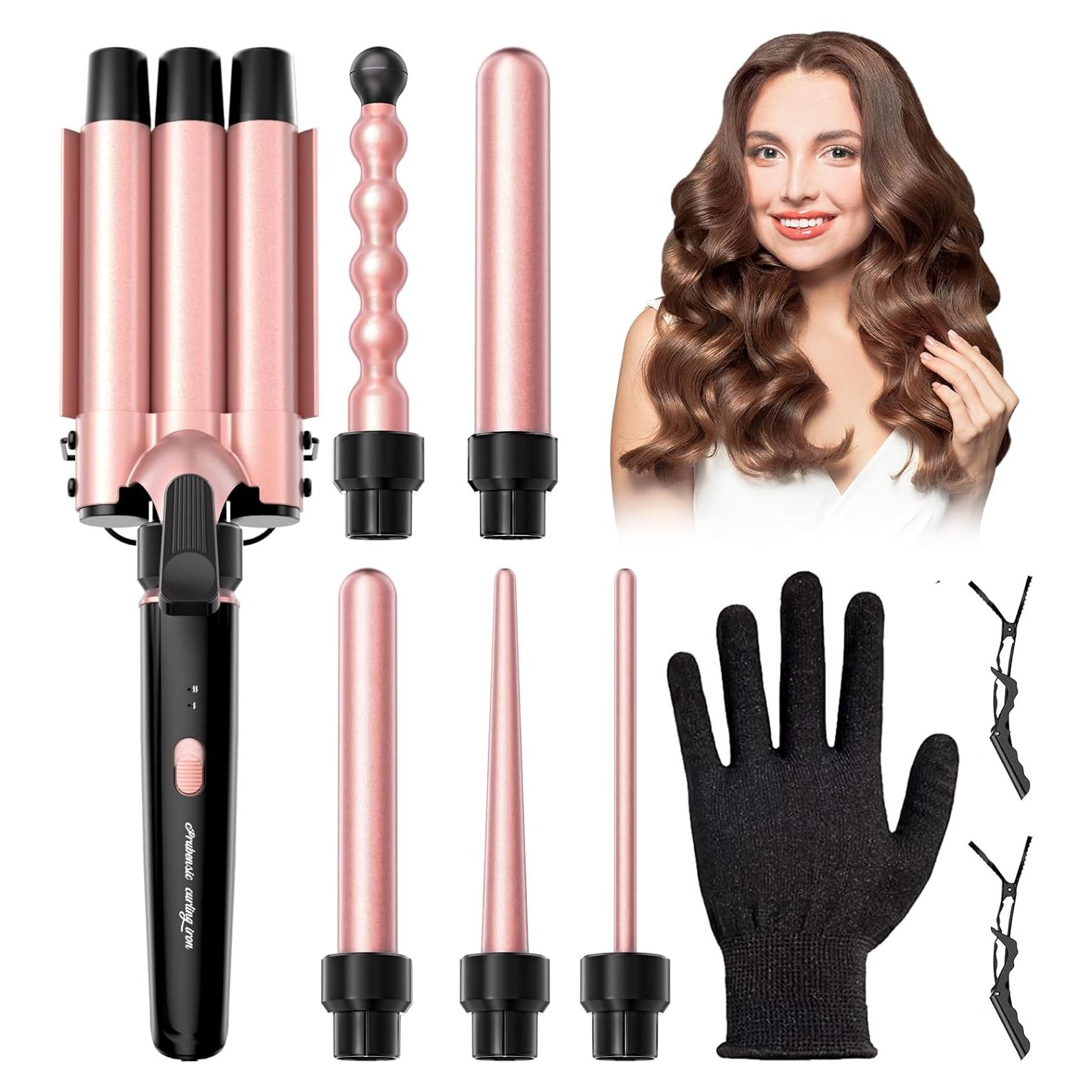 Plancha de Rizar 6 en 1 Prubensic con Barriles Intercambiables