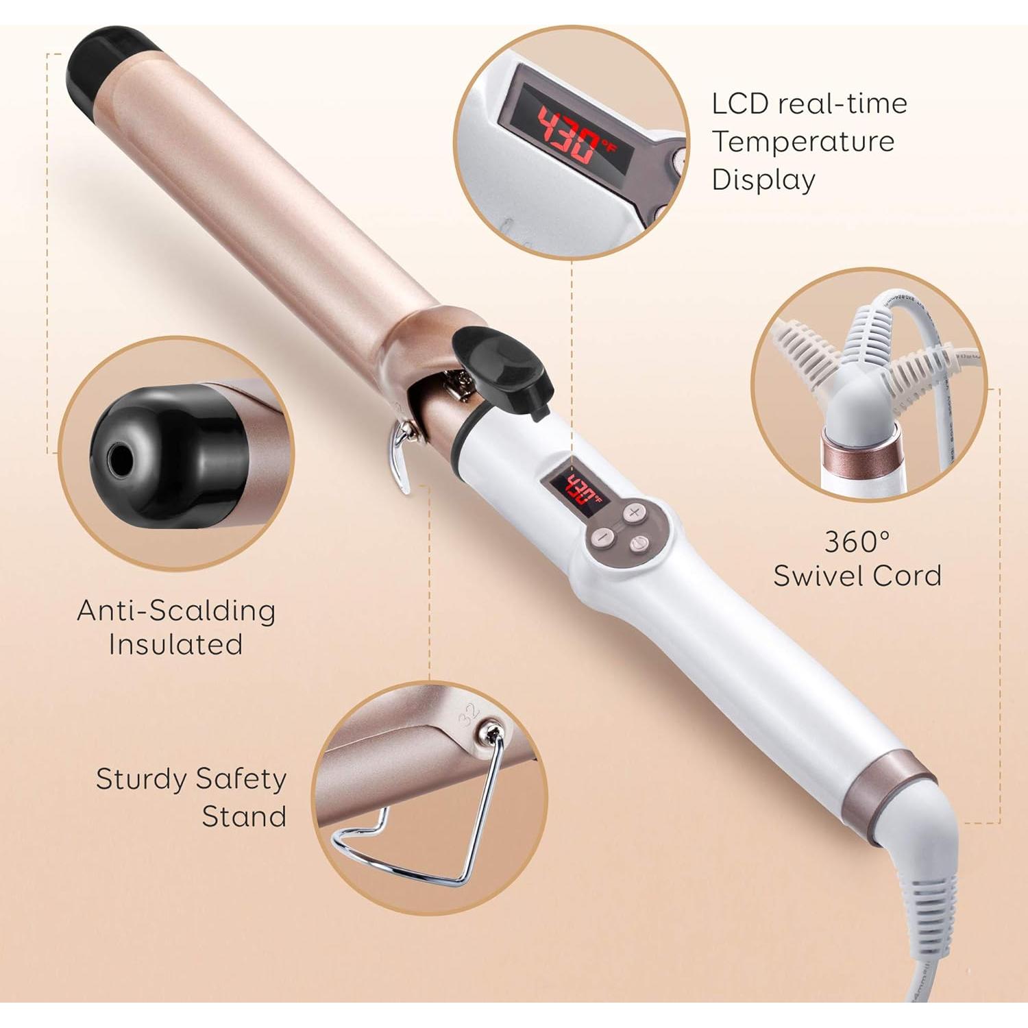 Rizador de Cabello Profesional Unque 1.25" Cerámico 450°F