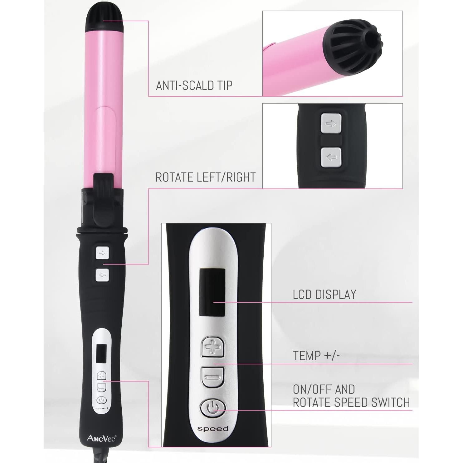 Plancha de Rizar Rotativa AmoVee 1.25" Cerámica Ajustable