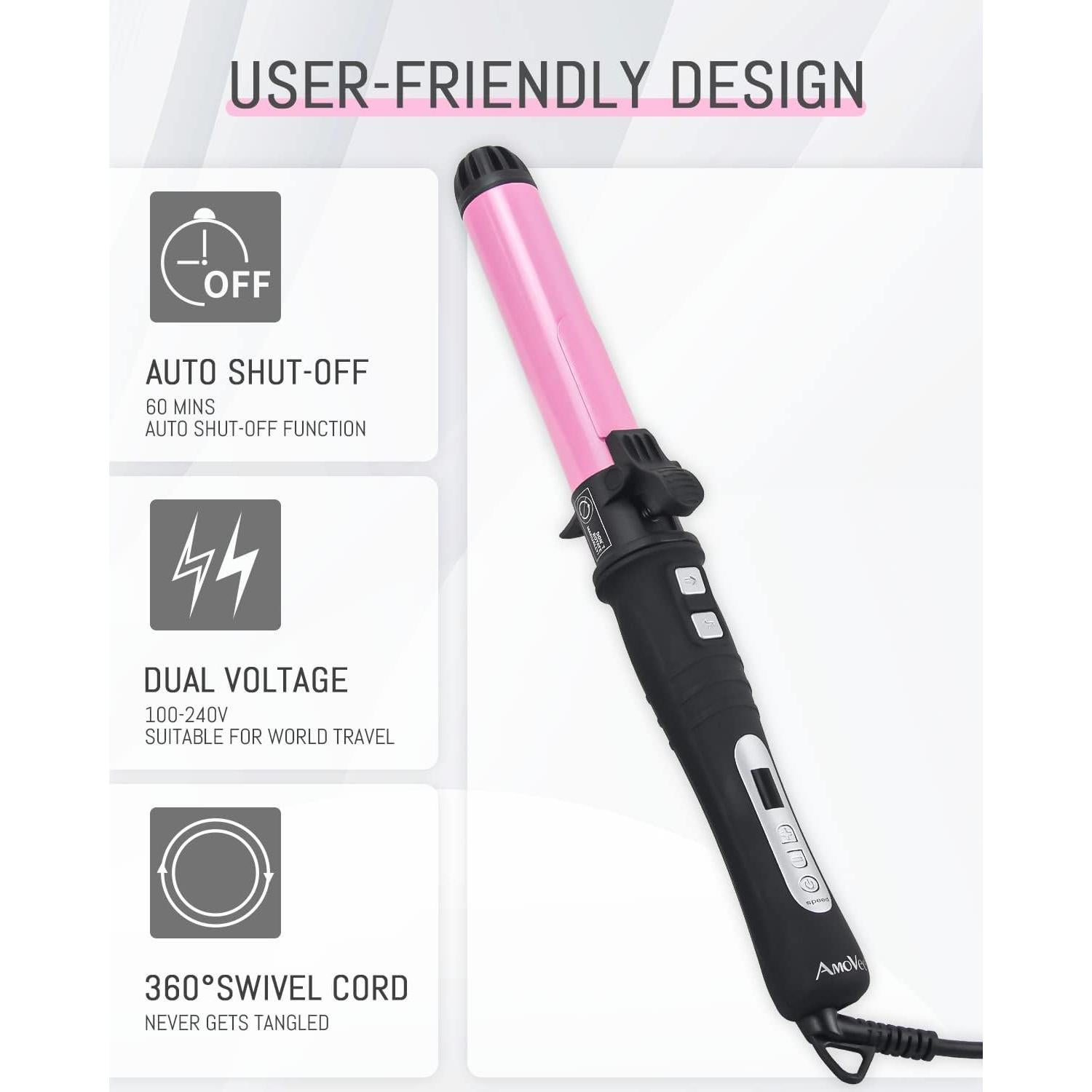 Plancha de Rizar Rotativa AmoVee 1.25" Cerámica Ajustable