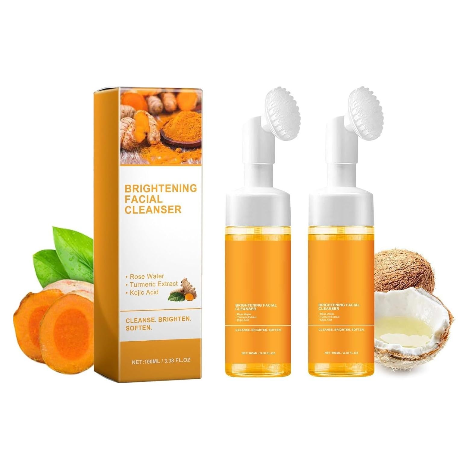 Limpiador Facial Espumoso de Cúrcuma HuaQing 2 Pcs 196g
