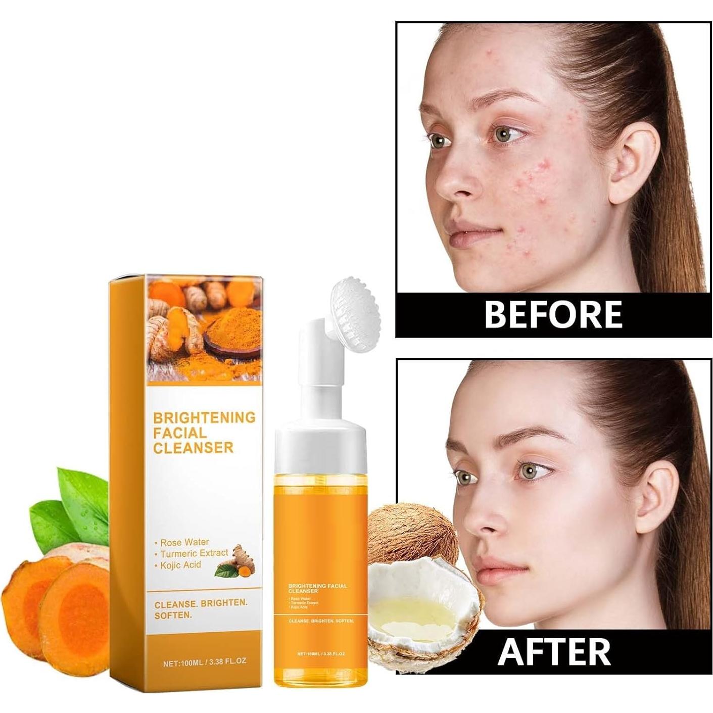 Limpiador Facial Espumoso de Cúrcuma HuaQing 2 Pcs 196g