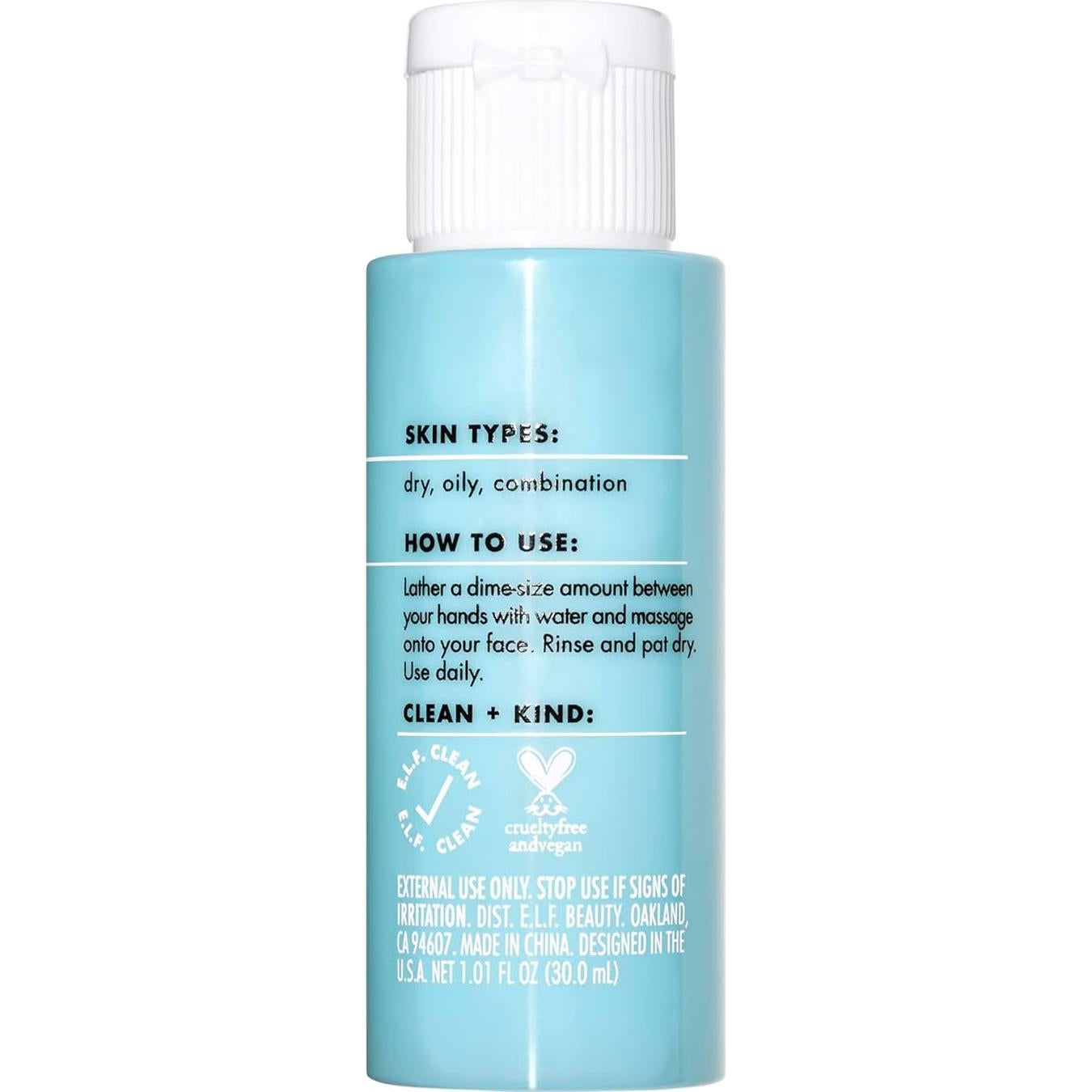 Limpiador Facial e.l.f. SKIN 28g Hidratación Diaria Vegano