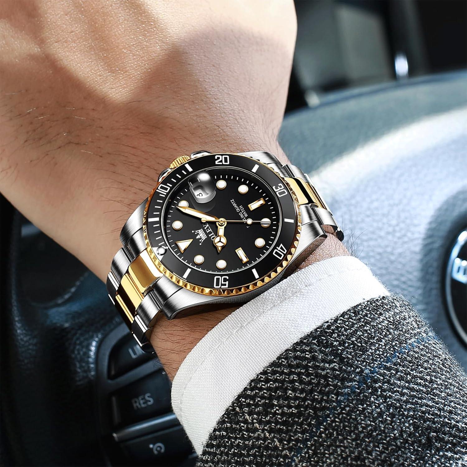 Reloj de Acero Inoxidable OLEVS para Hombre, Doble Tono