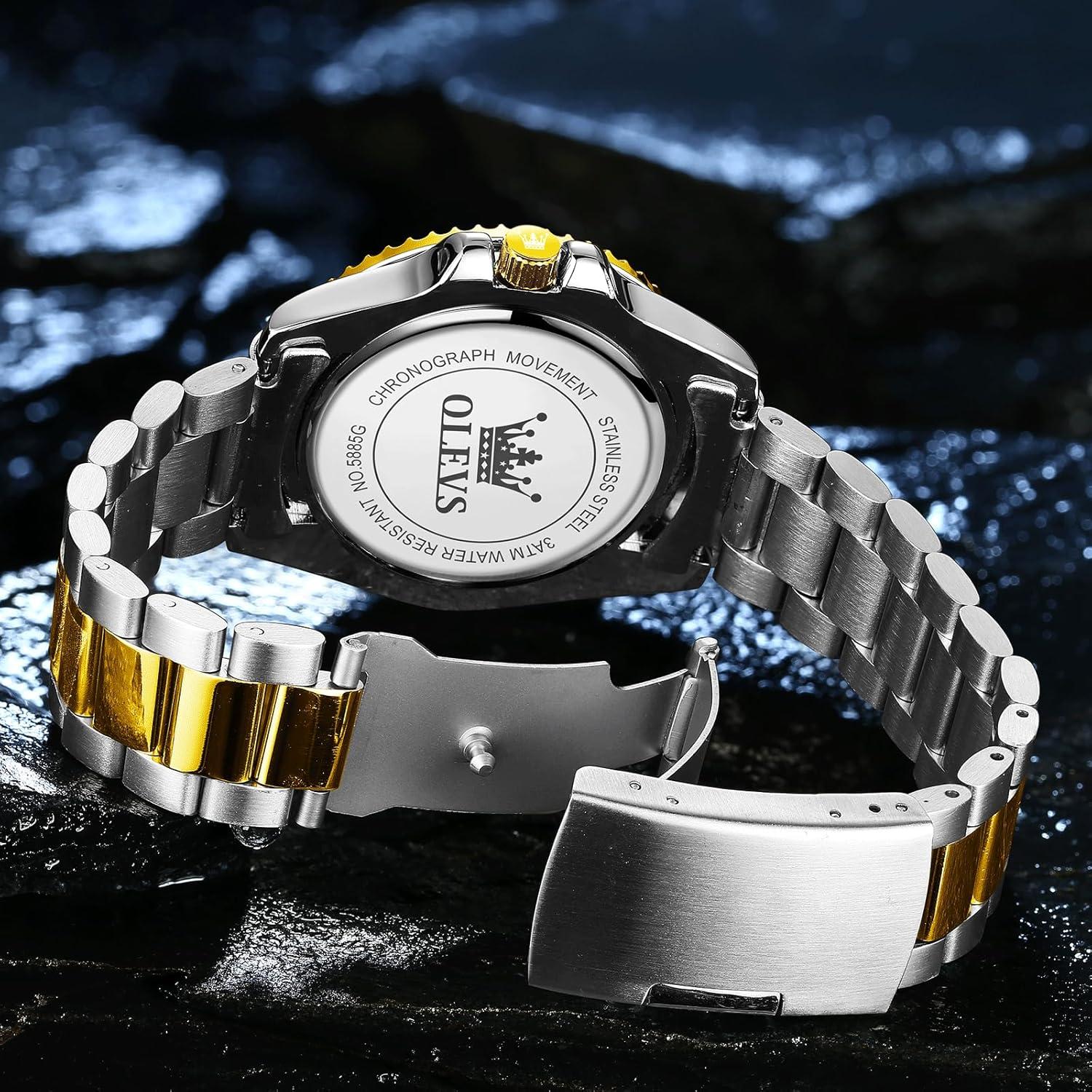 Reloj de Acero Inoxidable OLEVS para Hombre, Doble Tono