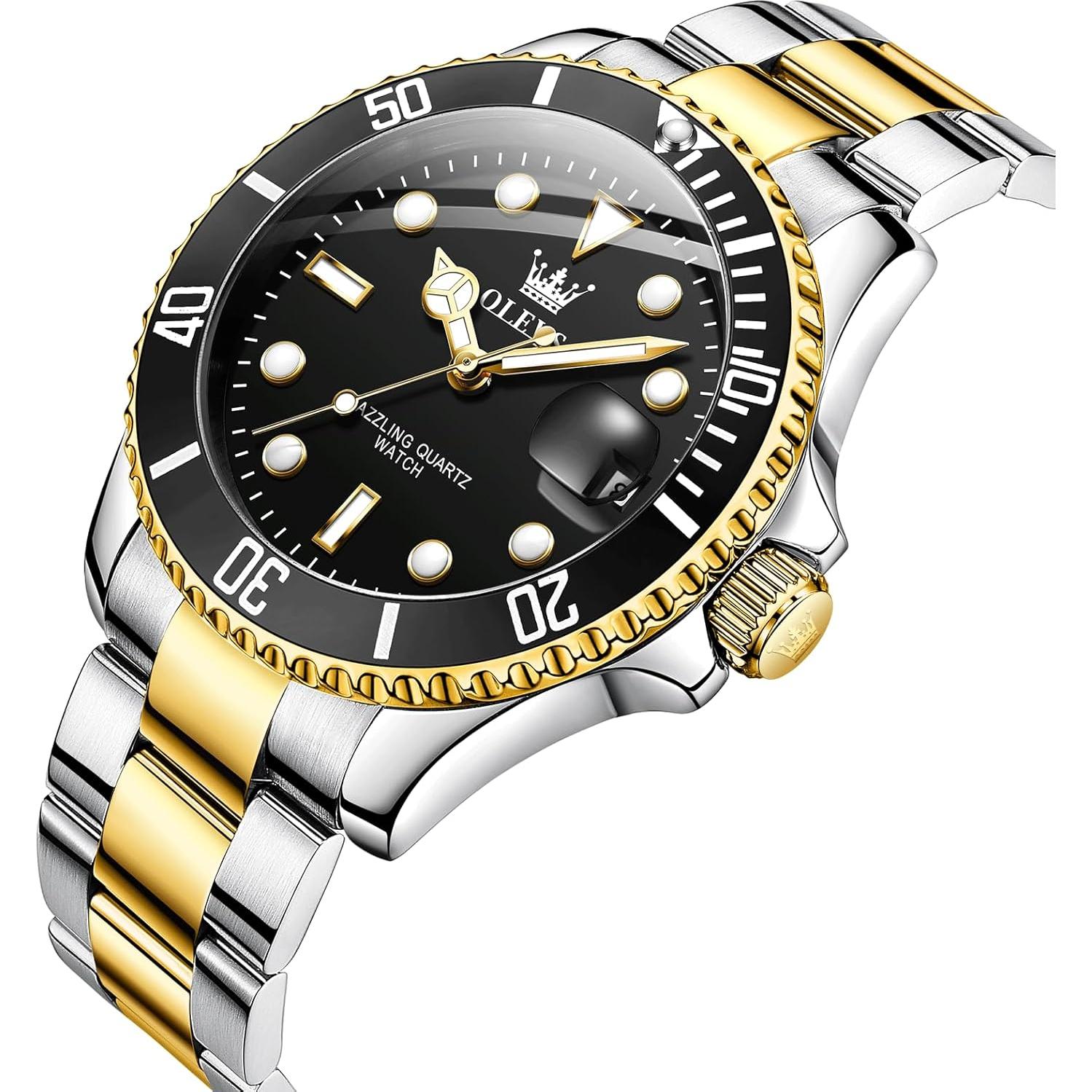 Reloj de Acero Inoxidable OLEVS para Hombre, Doble Tono