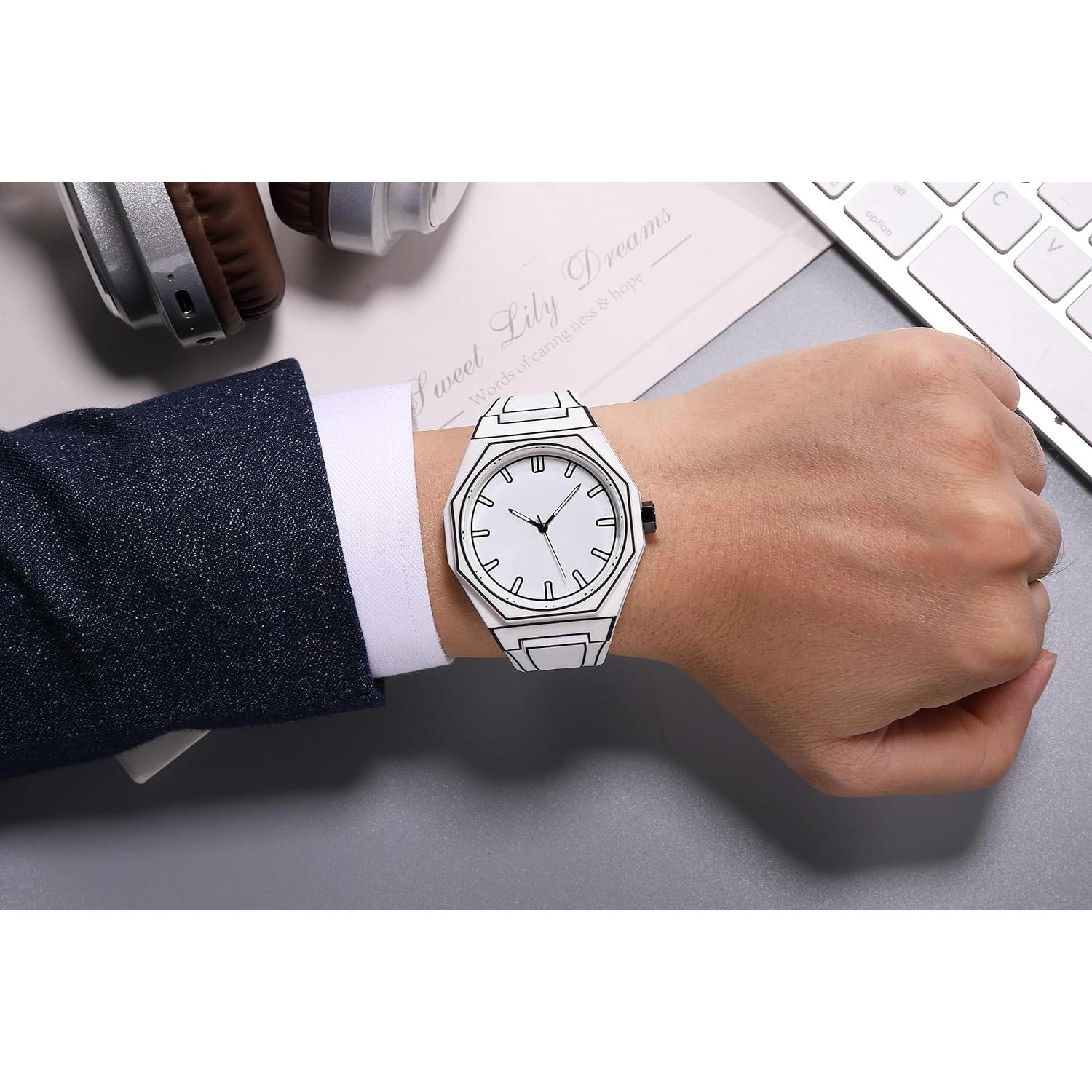 Reloj GORBEN Cuarzo Minimalista Negro y Blanco Anime