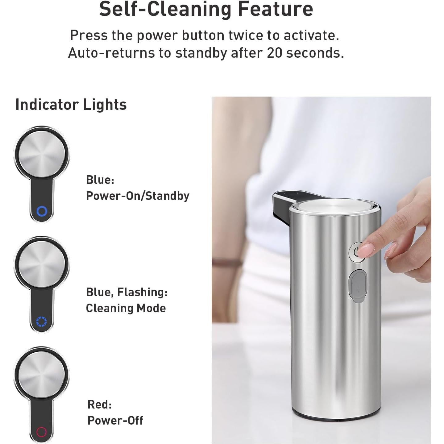 Dispensador Automático de Jabón EKO 266 ml Acero Inoxidable