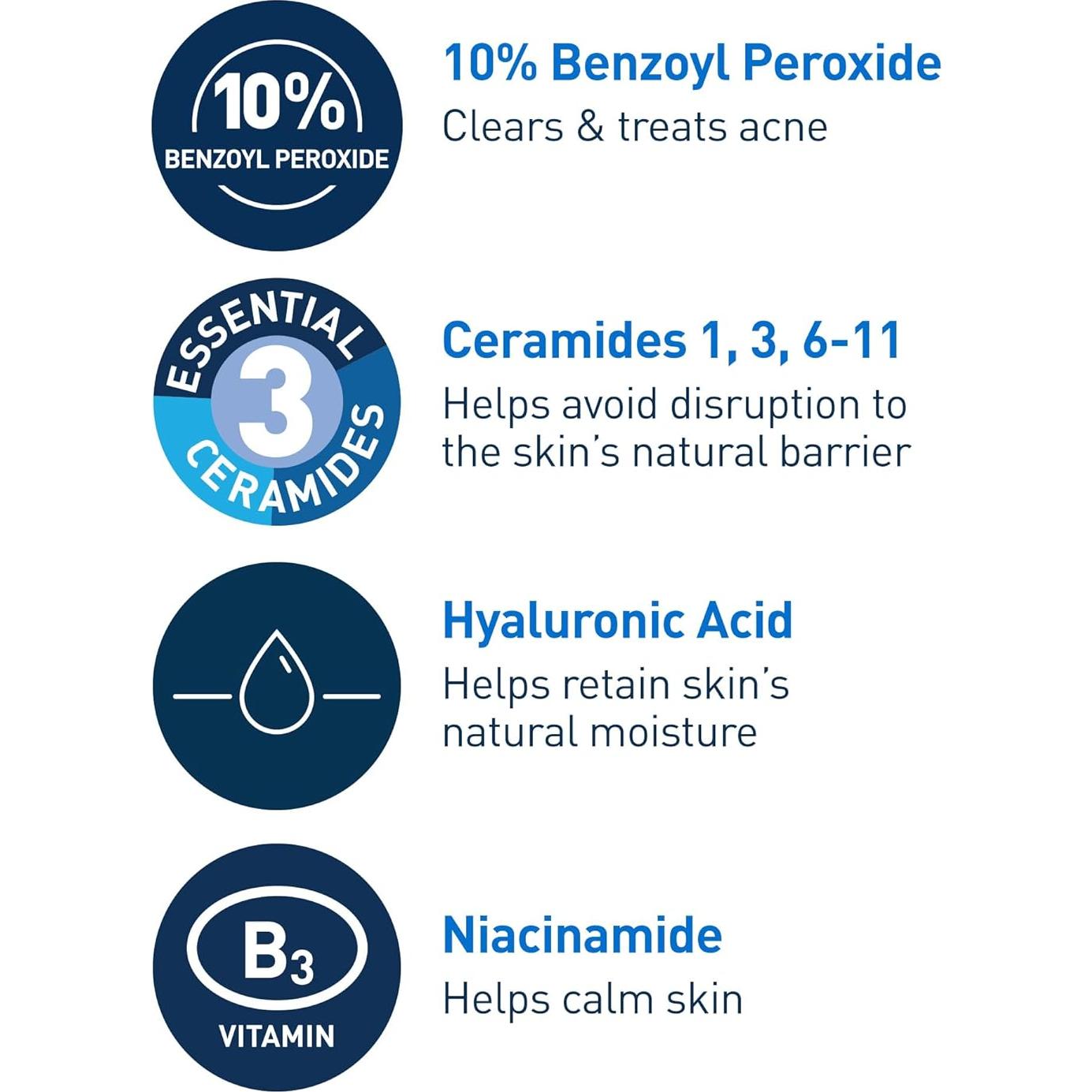 CeraVe Limpiador Espumoso para Acné 10% Peróxido 141g