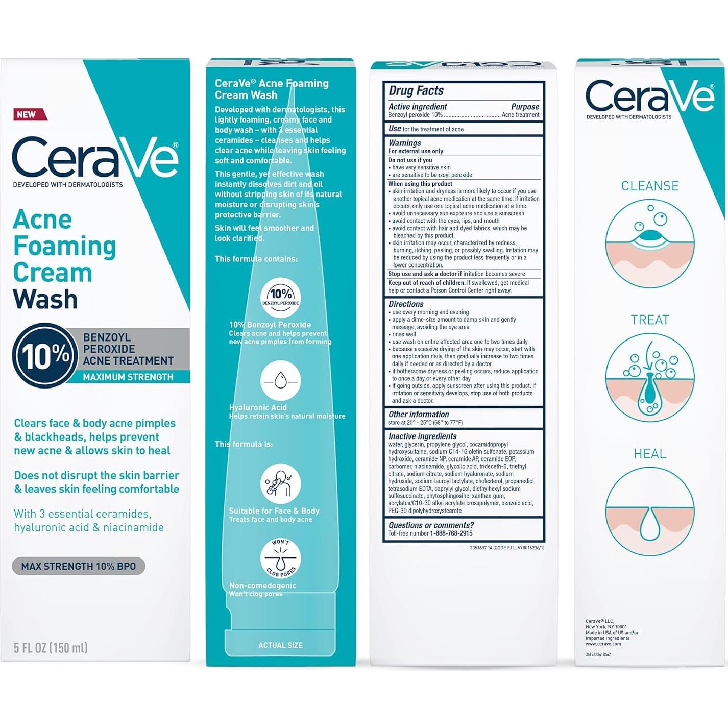 CeraVe Limpiador Espumoso para Acné 10% Peróxido 141g