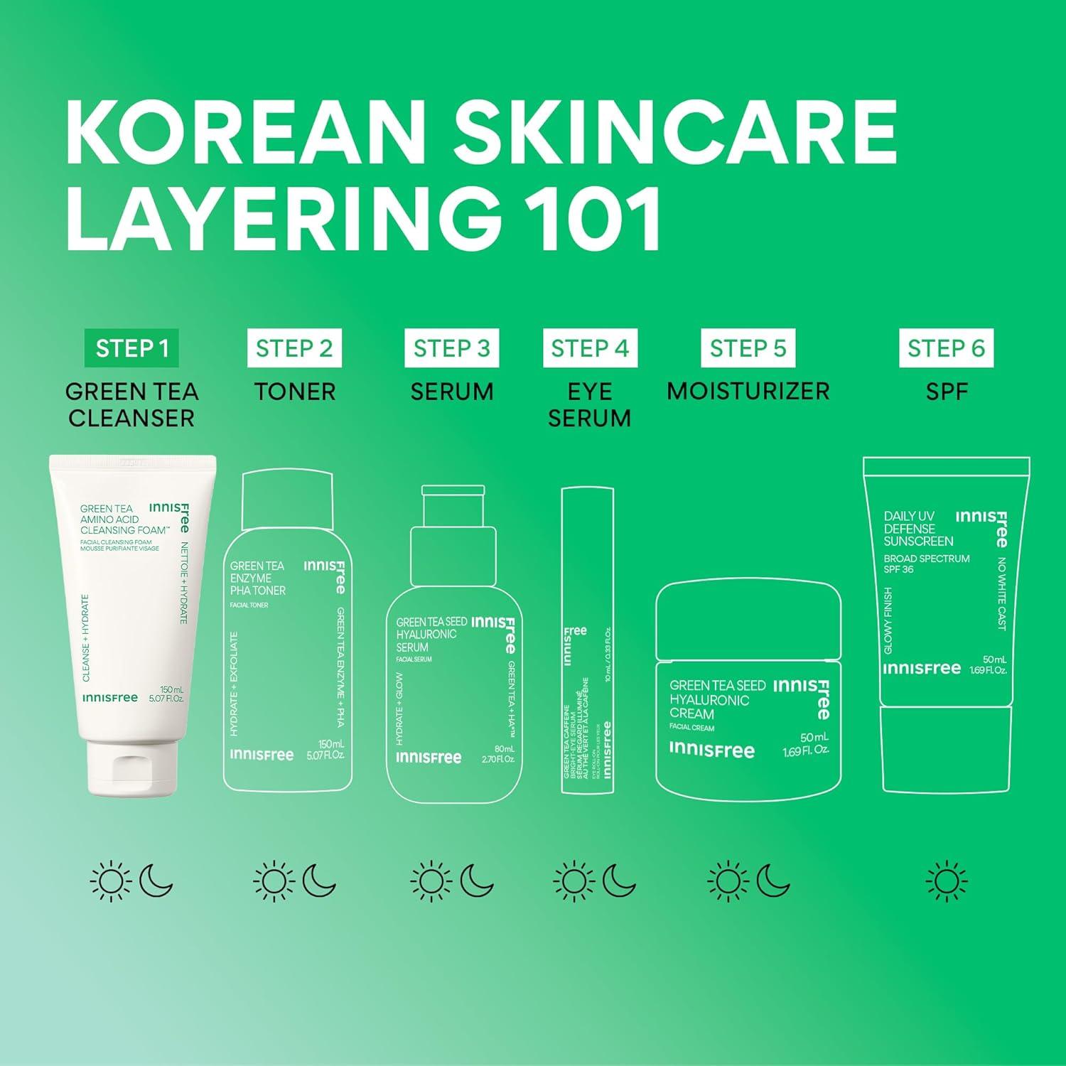 Limpiador Facial Espuma Innisfree Té Verde 150 ml Hidratante