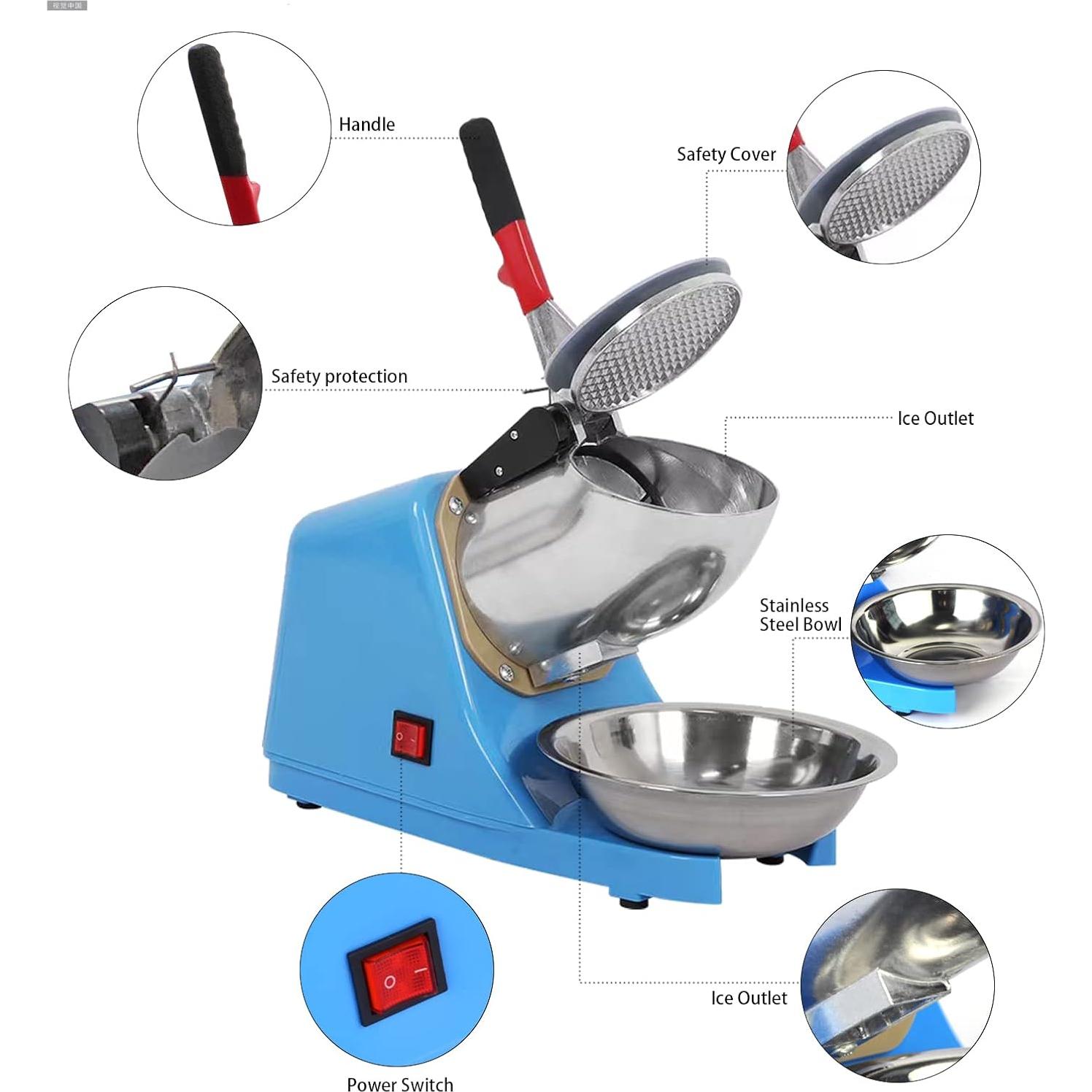 Trituradora de Hielo Eléctrica 300W Acero Inoxidable 100kg/h