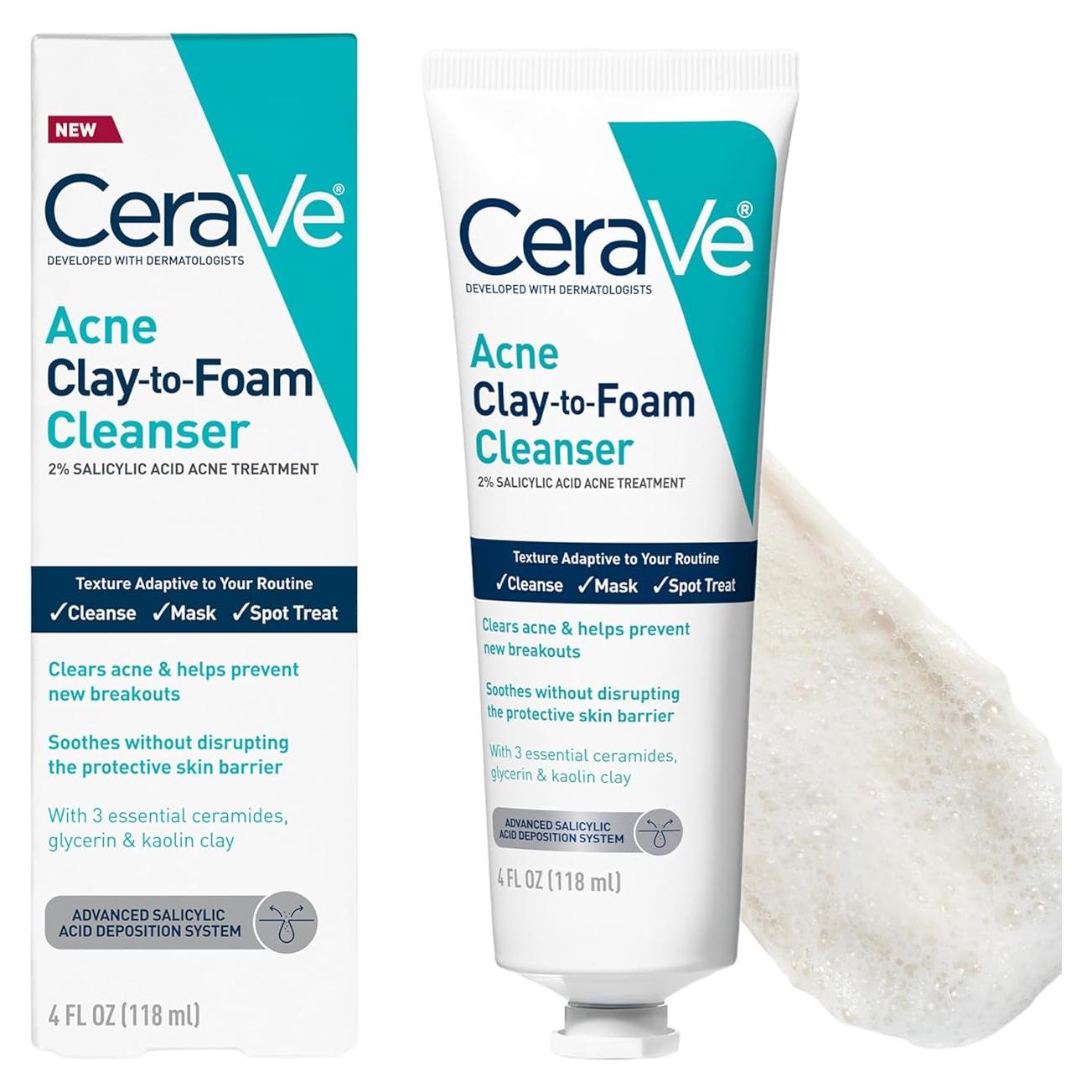 CeraVe Limpiador Facial Arcilla a Espuma 113 g Acné