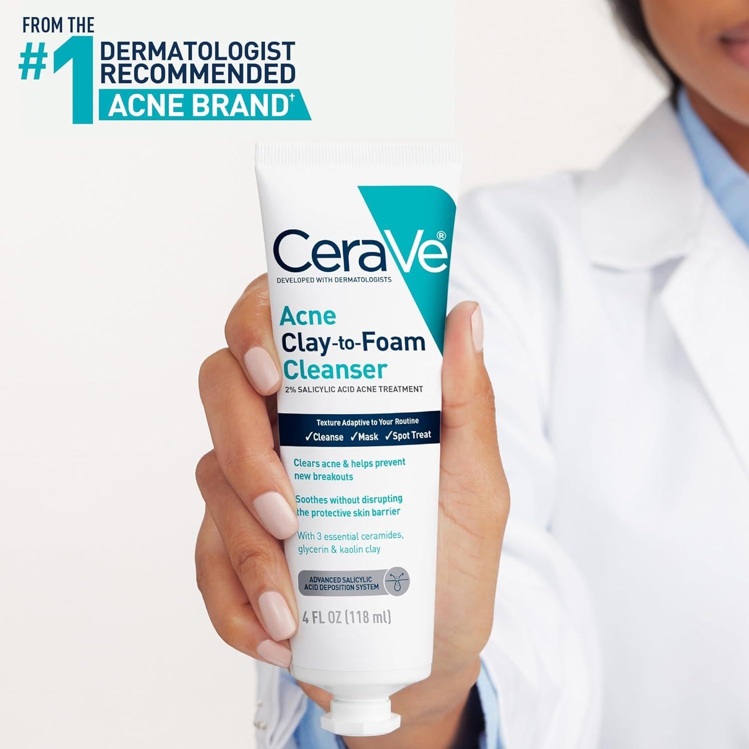 CeraVe Limpiador Facial Arcilla a Espuma 113 g Acné