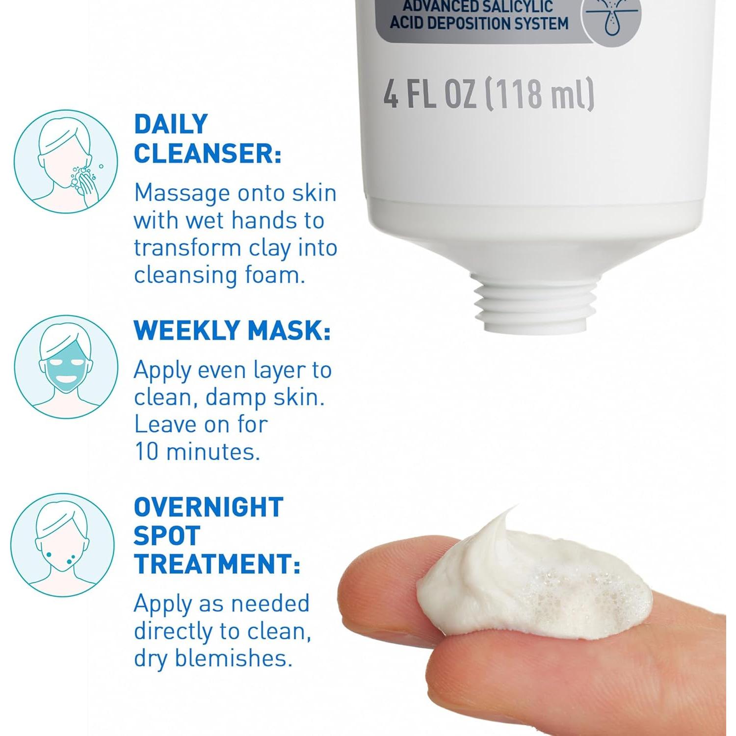 CeraVe Limpiador Facial Arcilla a Espuma 113 g Acné