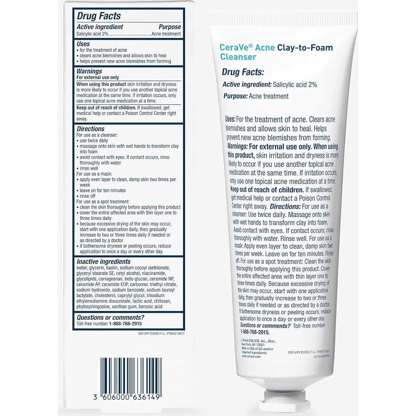 CeraVe Limpiador Facial Arcilla a Espuma 113 g Acné