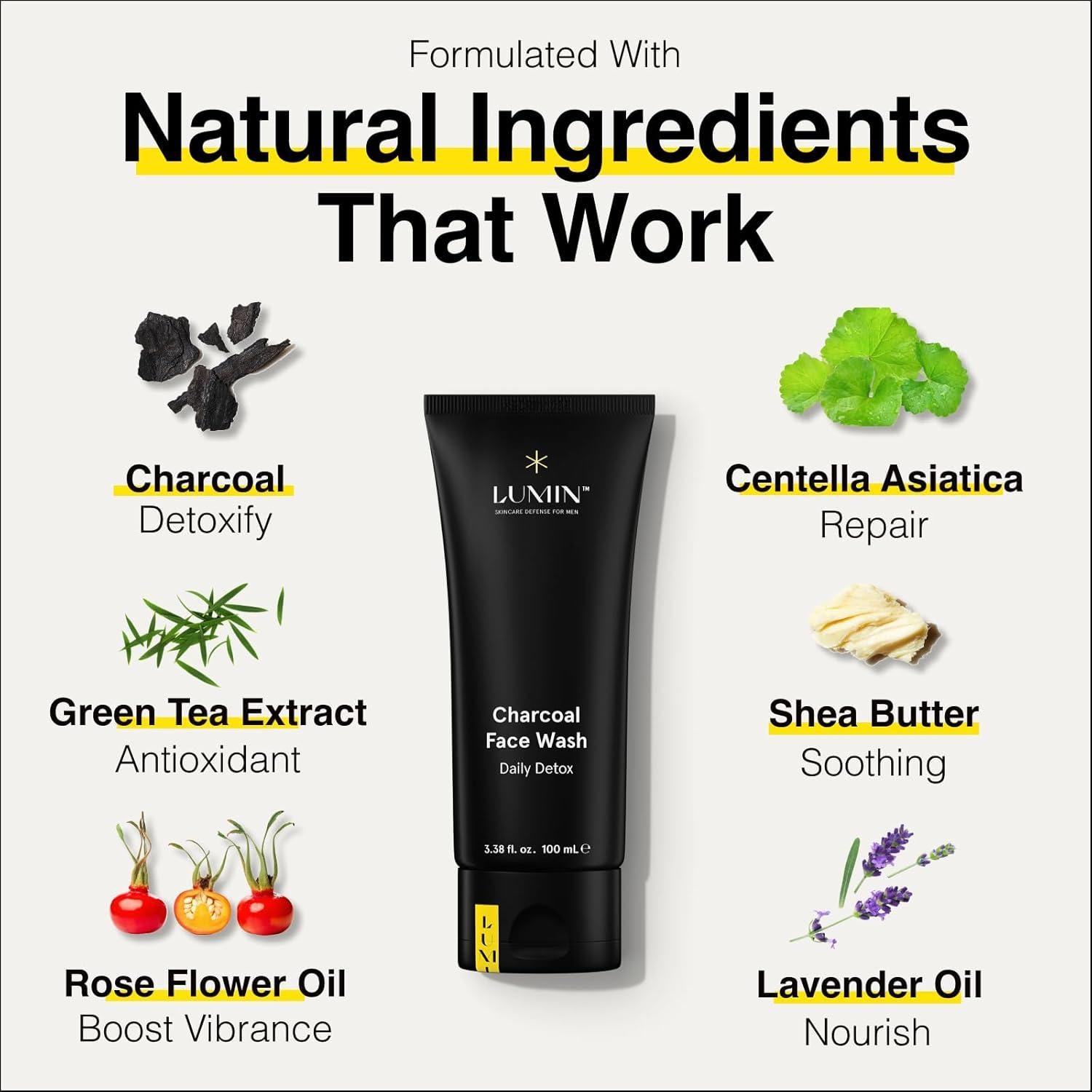 Limpiador Facial de Carbón Lumin 100ml para Hombres