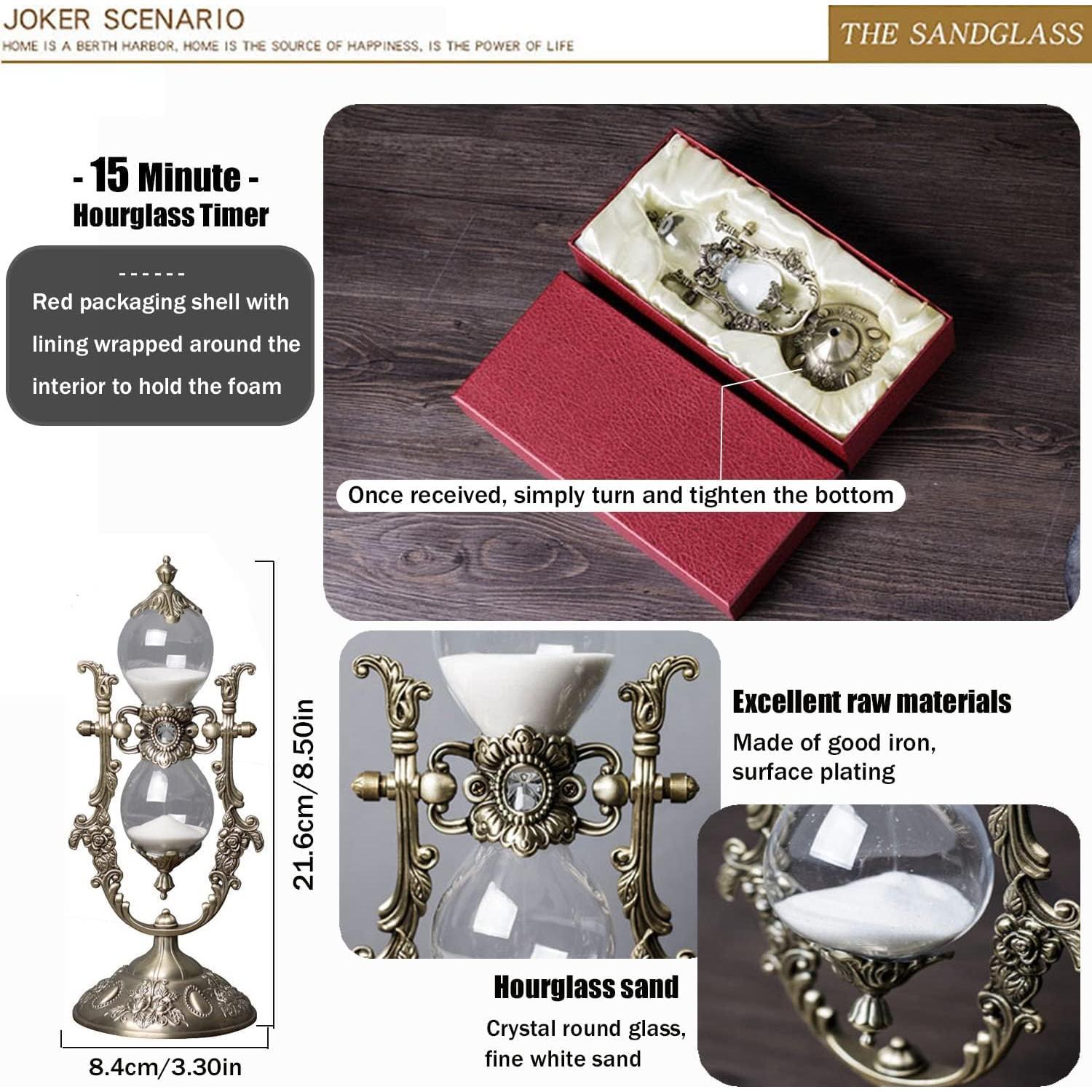 Reloj de Arena Vintage NIUASH 15 Min Arena Blanca Decoración