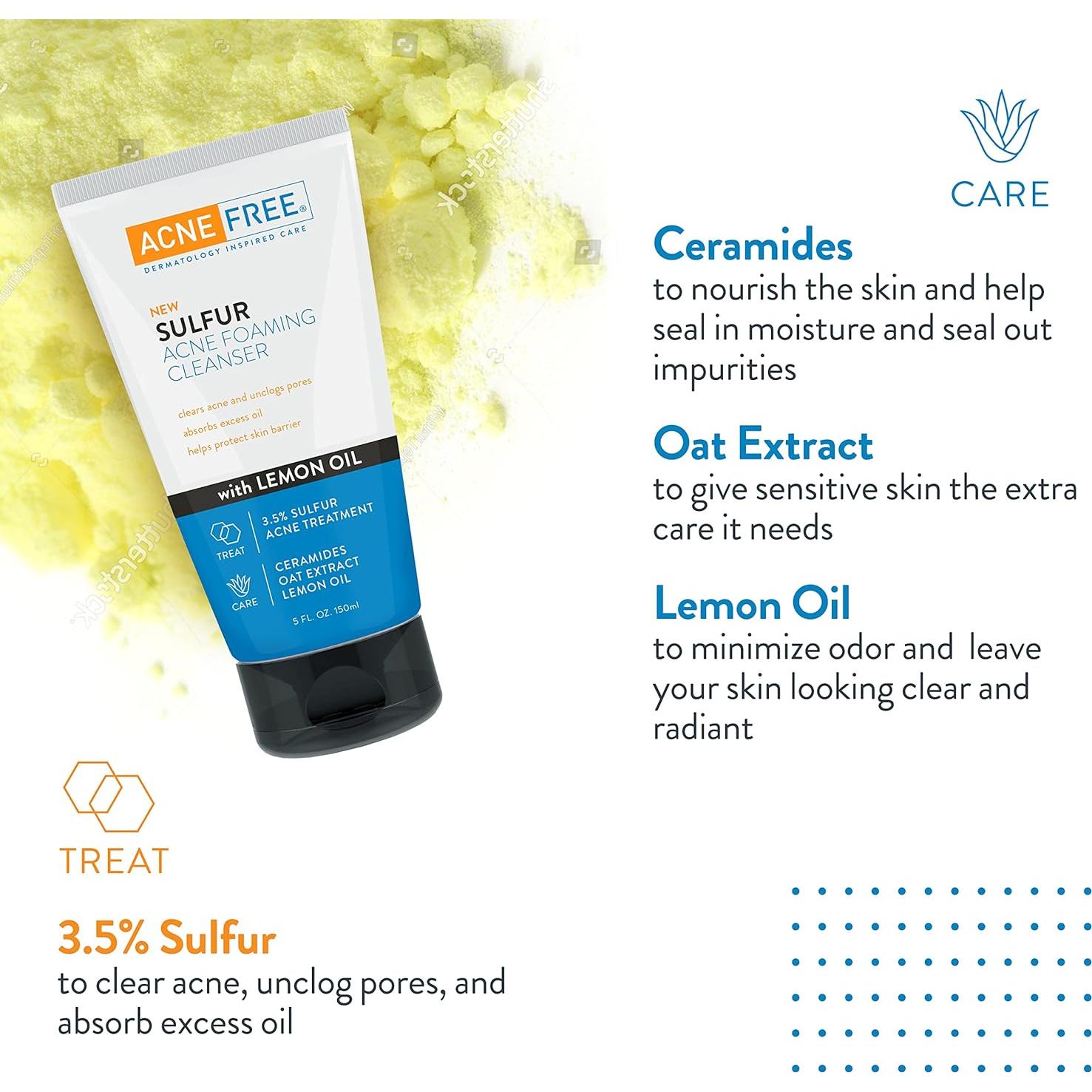 Limpiador Espumoso AcneFree con Azufre y Avena 141g