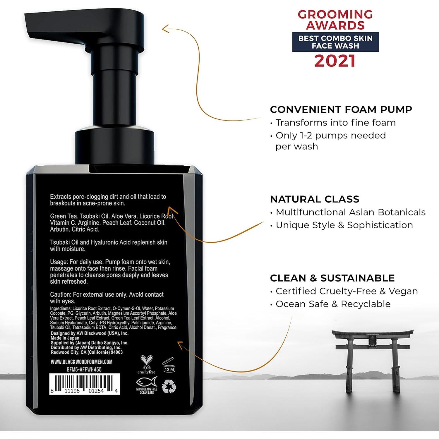 Jabón Espumoso Facial Blackwood 129g - Limpiador Vegano